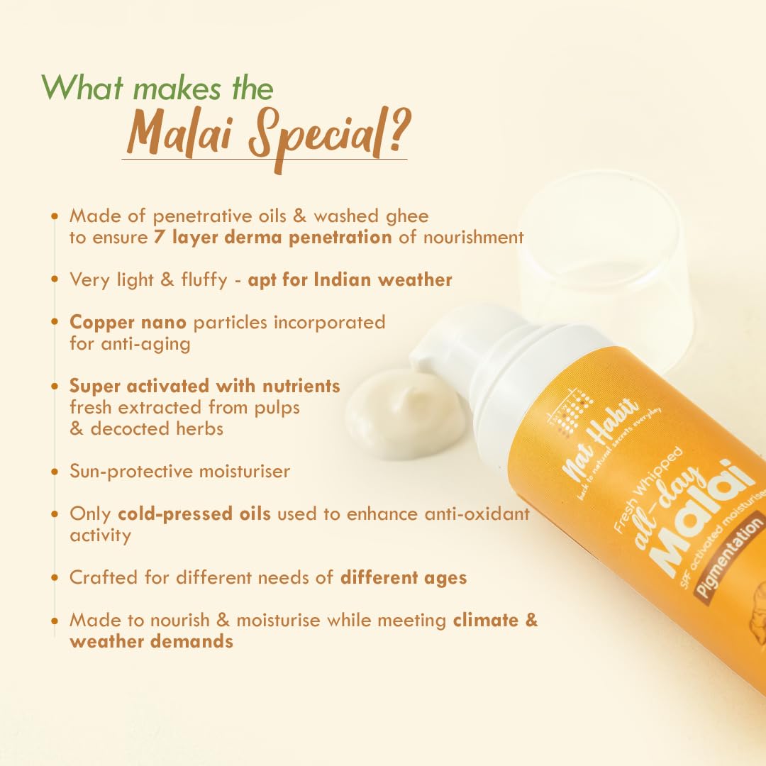Nat Habit Turmeric & Nutmeg Face Cream for Glowing Skin - Reduces Pigmentation & Brightens Complexion (30g) - Perfect for Daily Skincare & Dark Spot Treatment