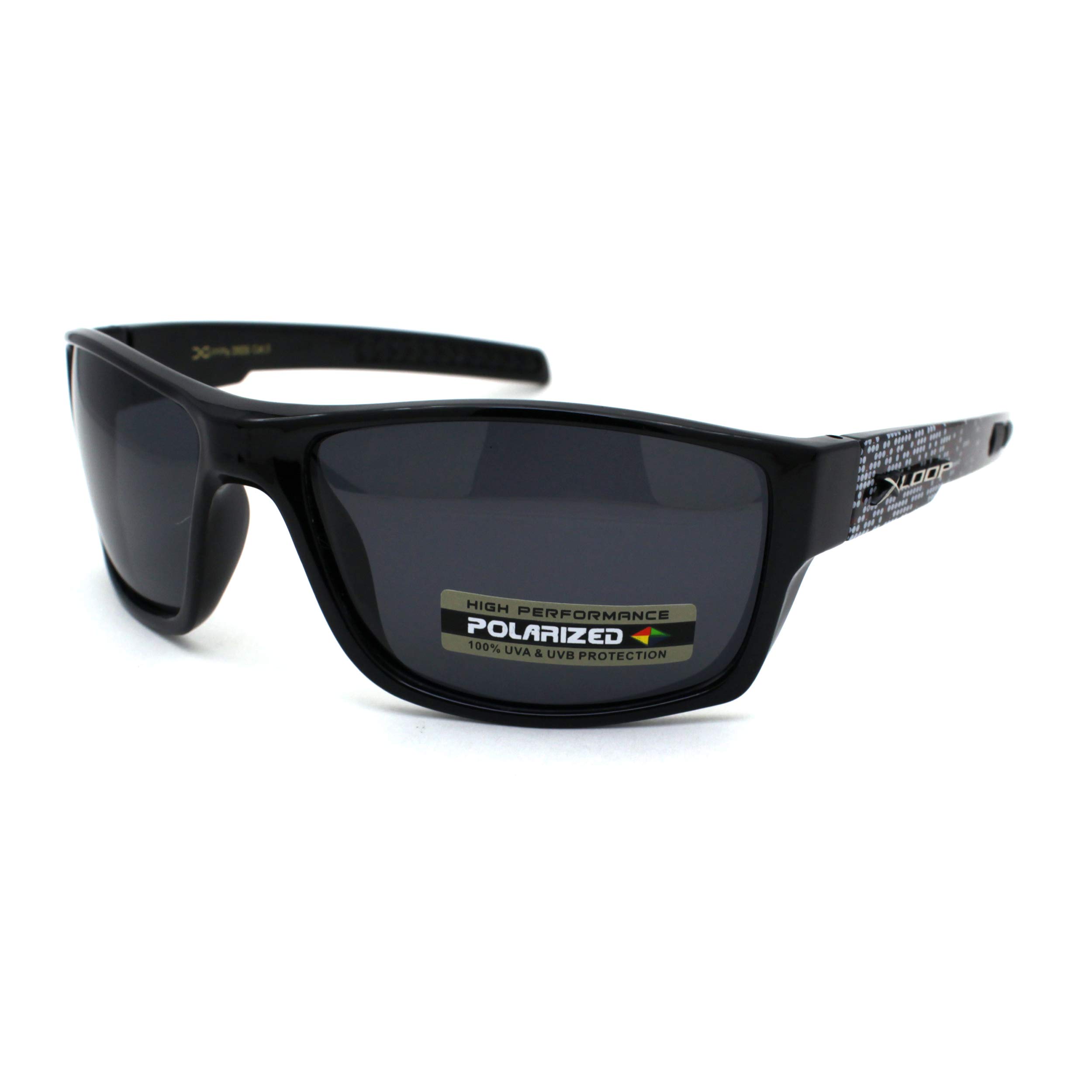 Xloop Polarized Men's Classic Biker Style Rectangle Sport Sunglasses - UV Protection, Lightweight Plastic Frame for Cycling, Driving & Outdoor Activities
