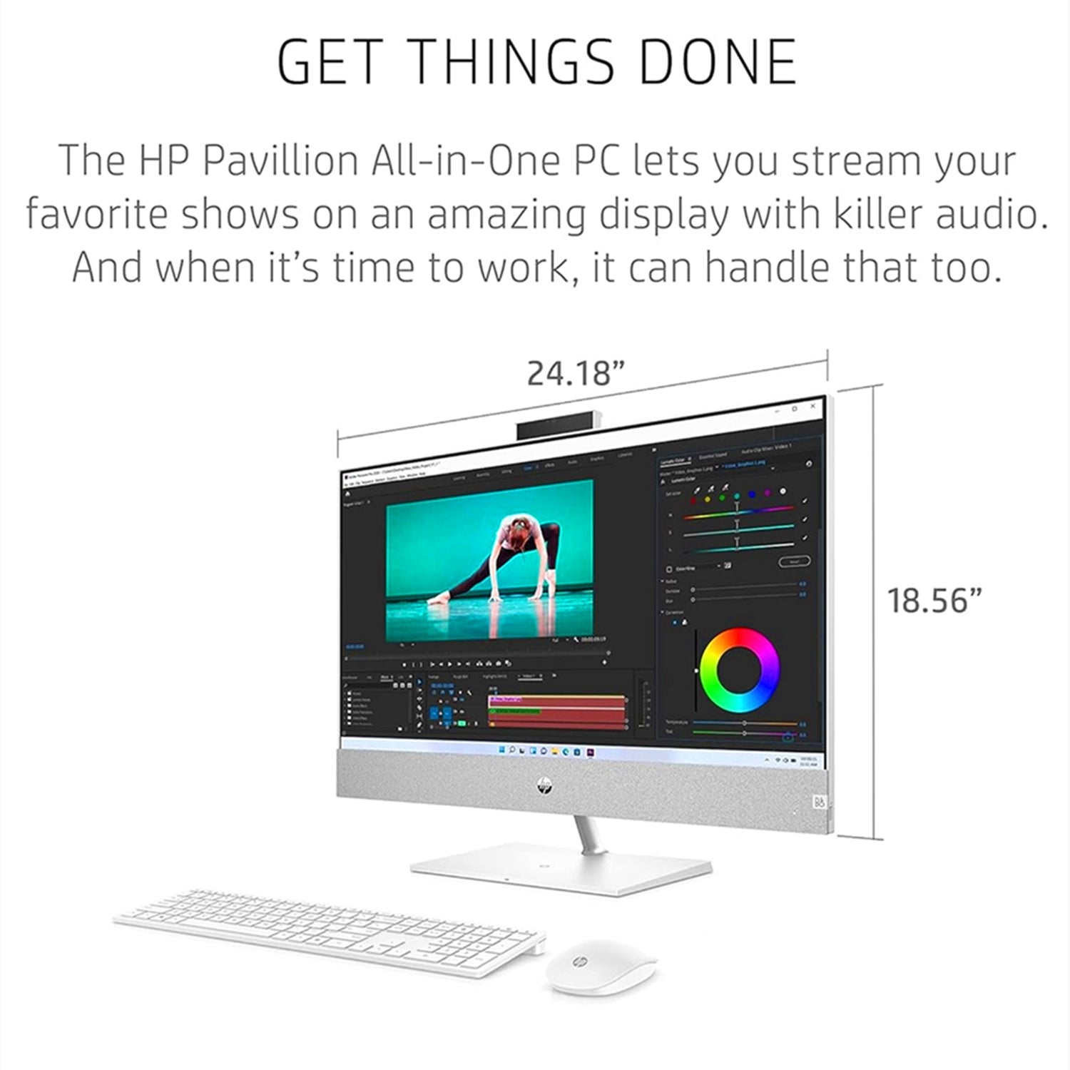 HP Pavilion 27-inch All-in-One Desktop - QHD 2560x1440 Display, Intel Core i7-13700T, NVIDIA RTX 3050, 8GB RAM, 1TB SSD, WiFi 6, Windows 11 (White) - Perfect for Home Office, Gaming & Creative Work