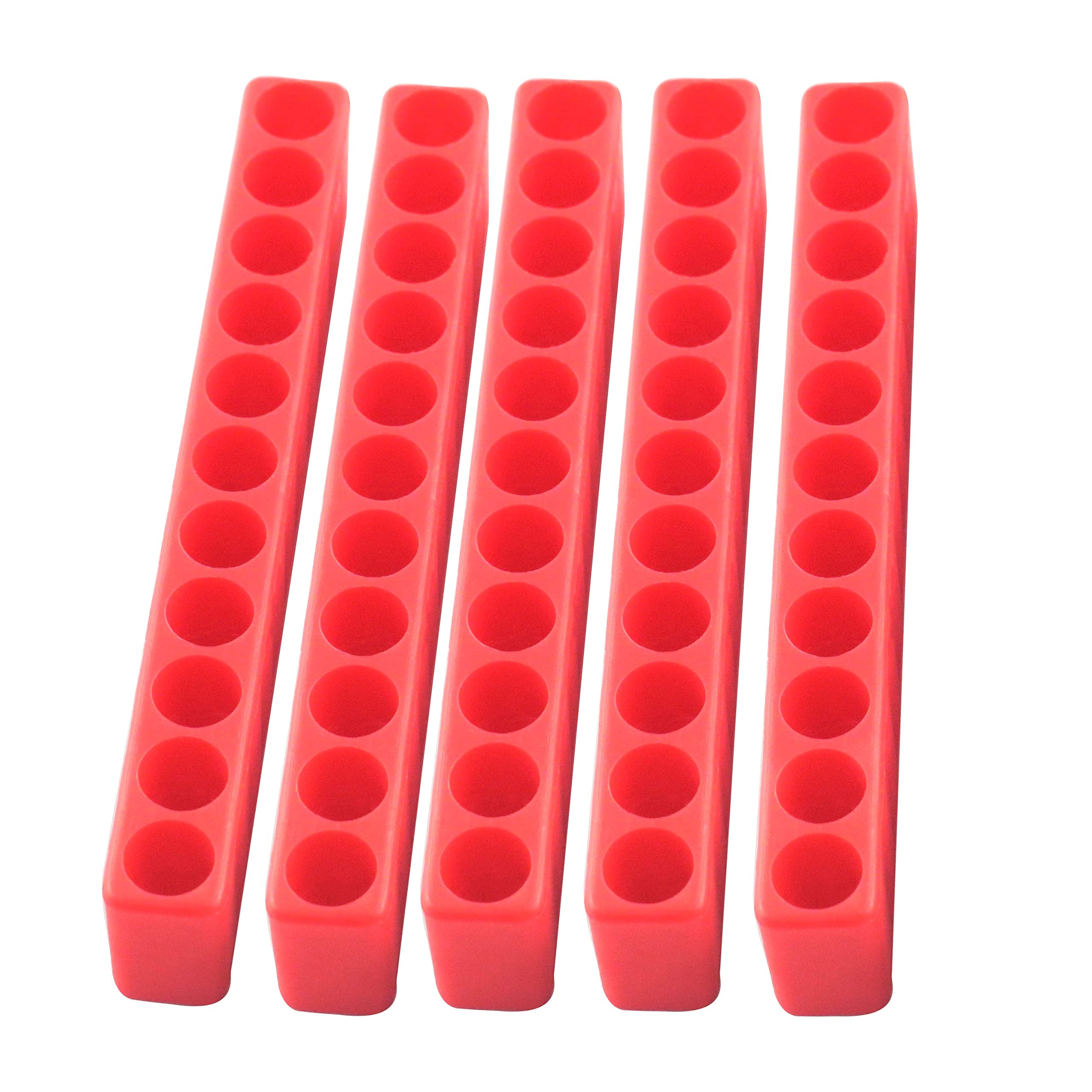 5PCS 11-Hole Hex Shank Screwdriver Bit Holder Storage Case - Durable Plastic Screwdriver Head Organizer (Red) - Perfect for DIY Projects, Home Repairs & Tool Organization