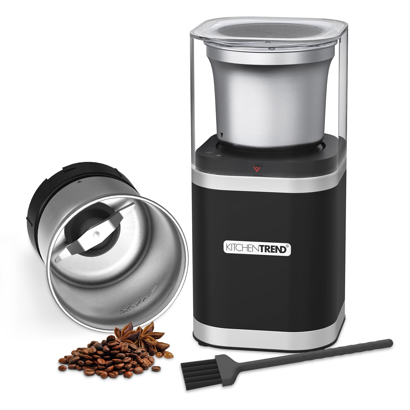 Premium Electric Coffee Bean Grinder - Stainless Steel Spice & Herb Grinder for Espresso, French Press & Drip Coffee - 12 Cup Capacity with Removable Bowl & Cleaning Brush (Black) - Perfect for Home Kitchens, Coffee Shops & Office Break Rooms