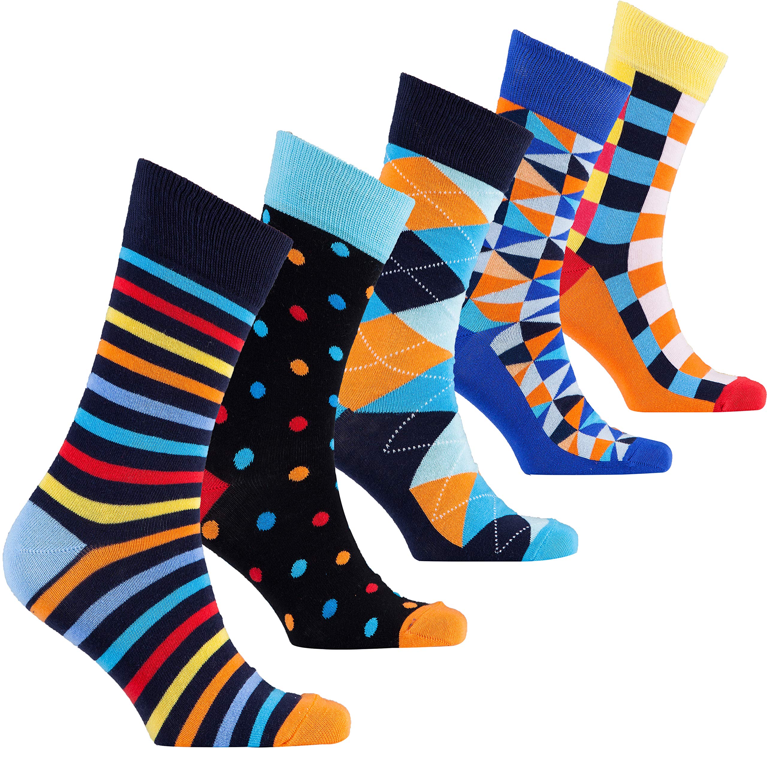 Men's 5-Pack Luxury Colorful Cotton Novelty Dress Socks Gift Set - Fun & Stylish Casual & Formal Socks for Work, Parties & Gifting