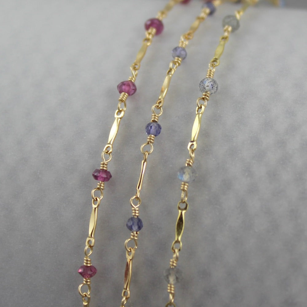 Dainty Dapped Bar & Gemstone Chain Bracelet for Women - Elegant Layering Jewelry for Everyday Wear, Gift Giving & Special Occasions