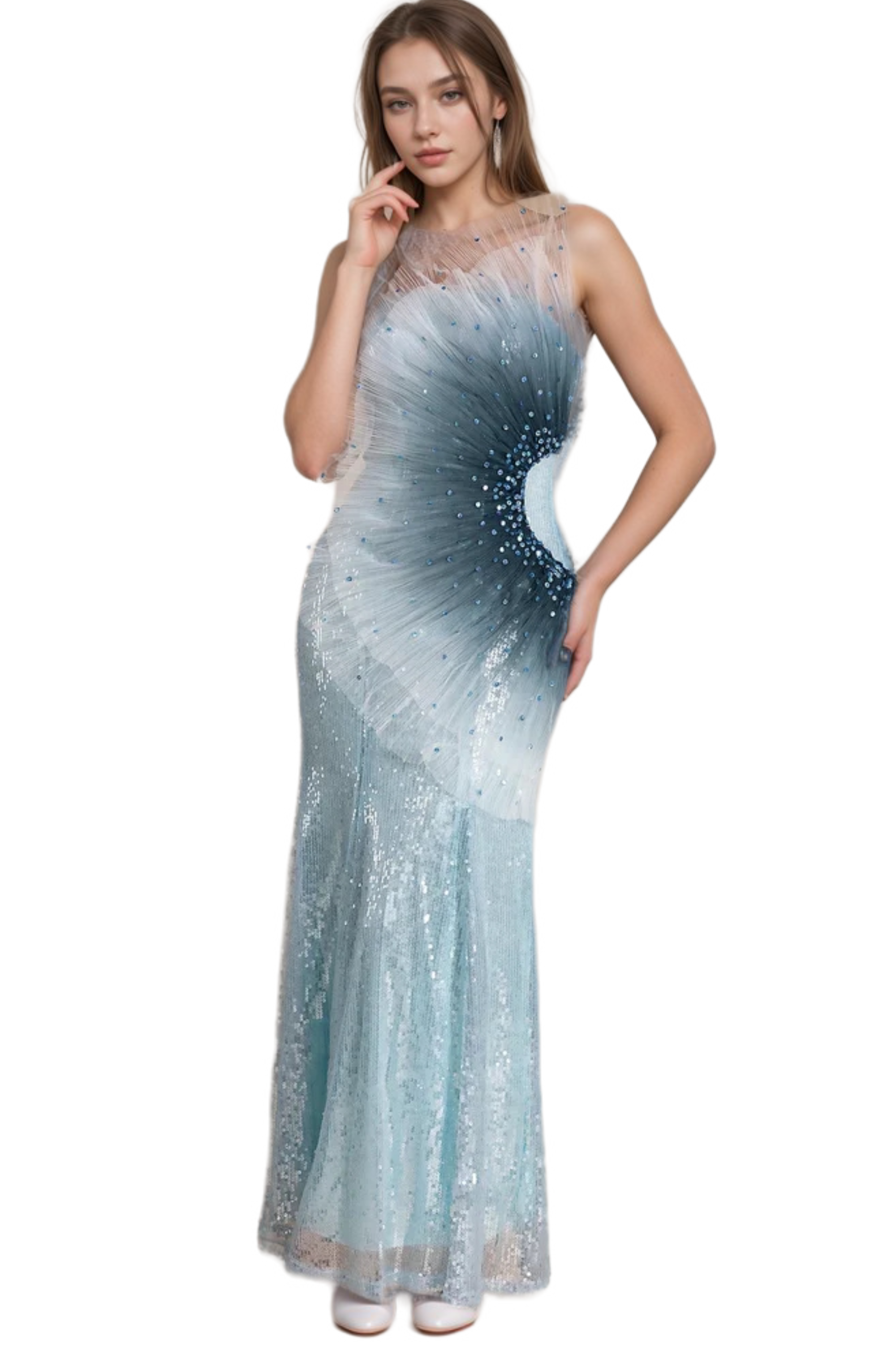 Alyssa Samira Gradient Embellished Mermaid Maxi Dress - Elegant Formal Gown for Prom, Wedding & Evening Parties