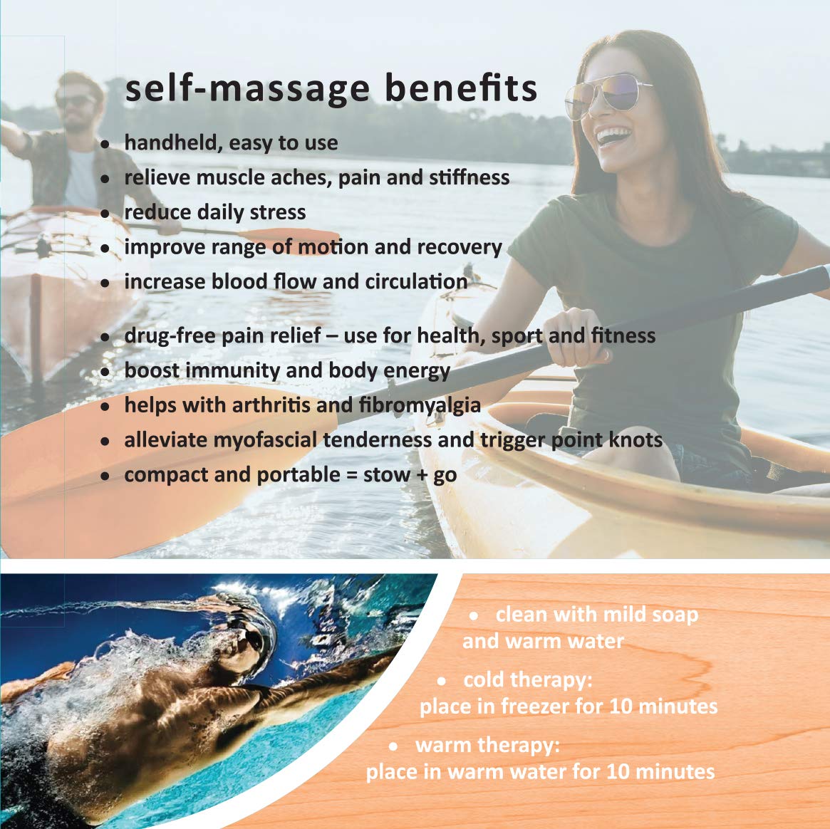 Handheld Massage Roller with Base - Relieve Muscle Pain, Trigger Points & Stress | Cool Rolling Ball for Full Body Relaxation | Perfect for Post-Workout Recovery & Home Therapy