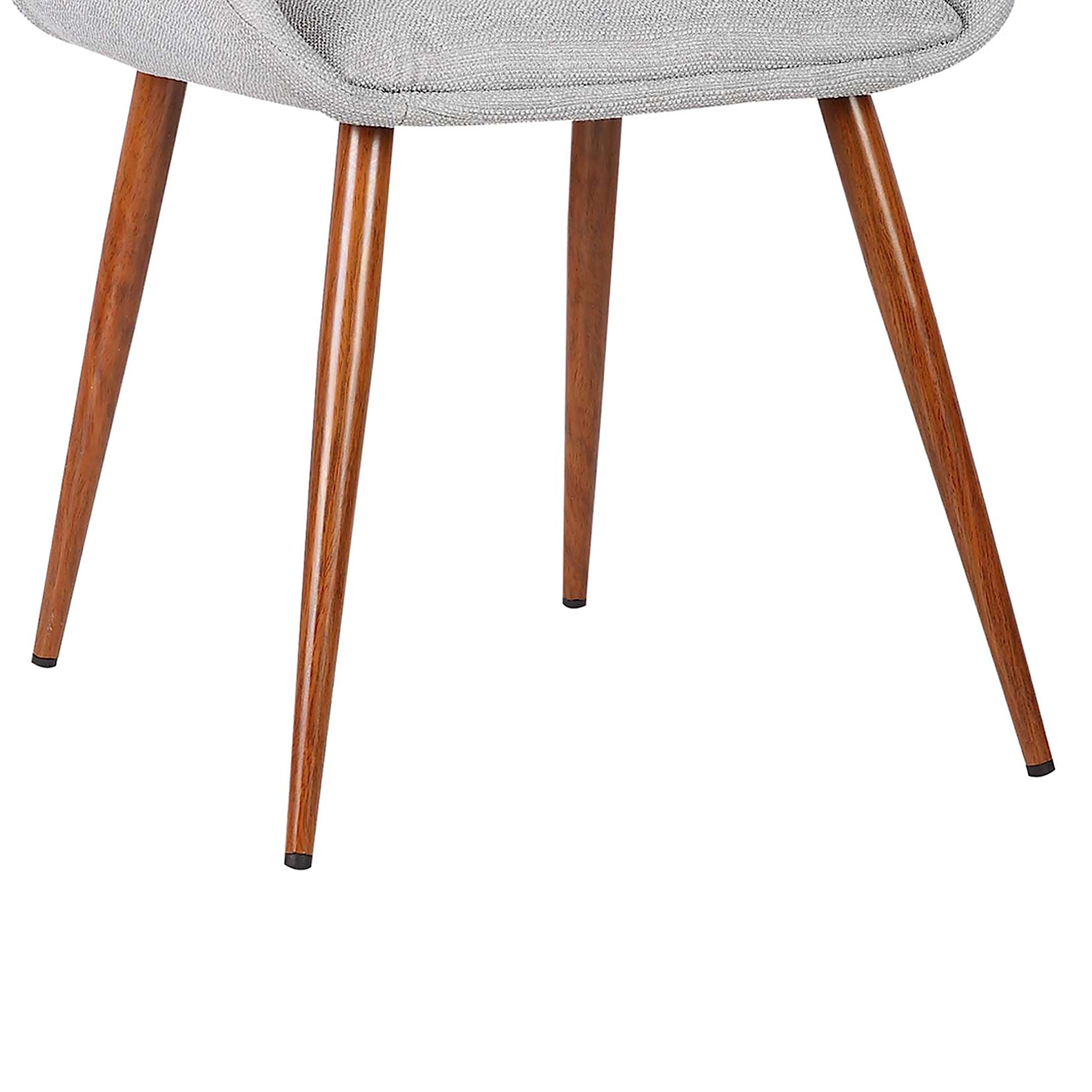 Armen Living Panda Mid Century Modern Dining Chair - Gray Fabric Upholstery & Walnut Wood Finish - Perfect for Kitchen, Office Desk, and Vanity Areas