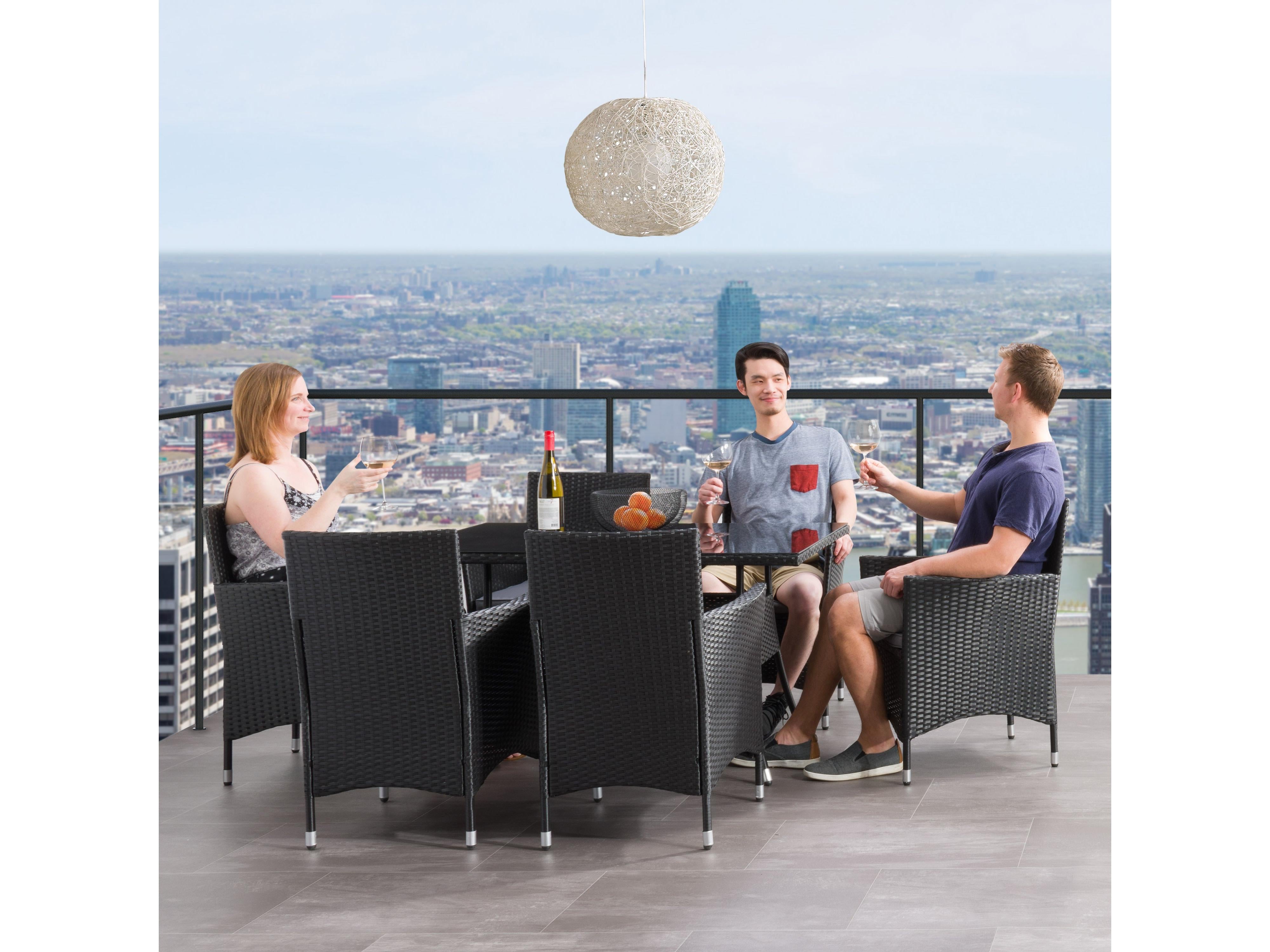 7-Piece Outdoor Patio Dining Set - Durable Wicker Furniture with Cushions for Backyard, Garden, Poolside & Deck - Weather-Resistant Rattan Table & Chairs