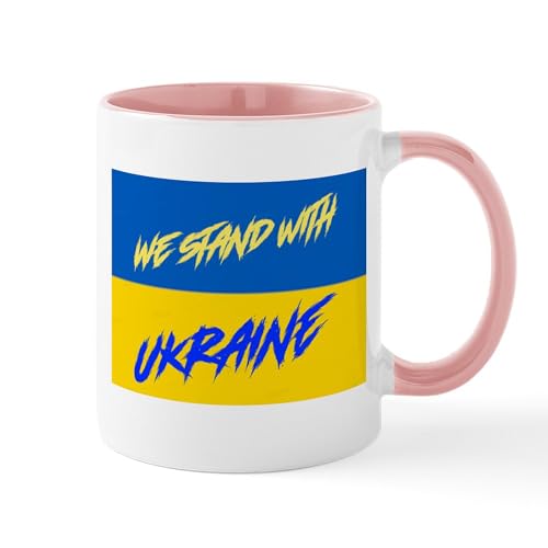 White/Pink Inside - We Stand With Ukraine Mugs