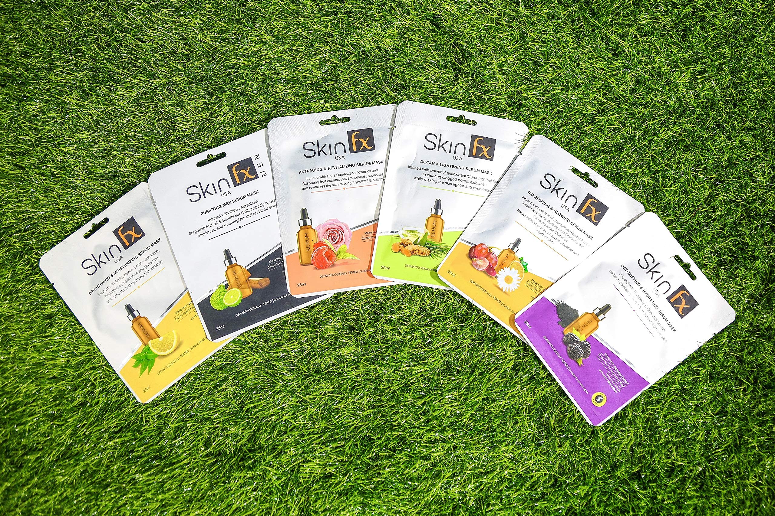 Skin Fx Brightening Face Sheet Mask with Green Tea & Allantoin - Hydrating, Repairing & Anti-Itch Korean Facial Mask for Glowing Skin | Daily Use for Men & Women | Pack of 6 | Perfect for Travel, Spa Days & At-Home Skincare Routines