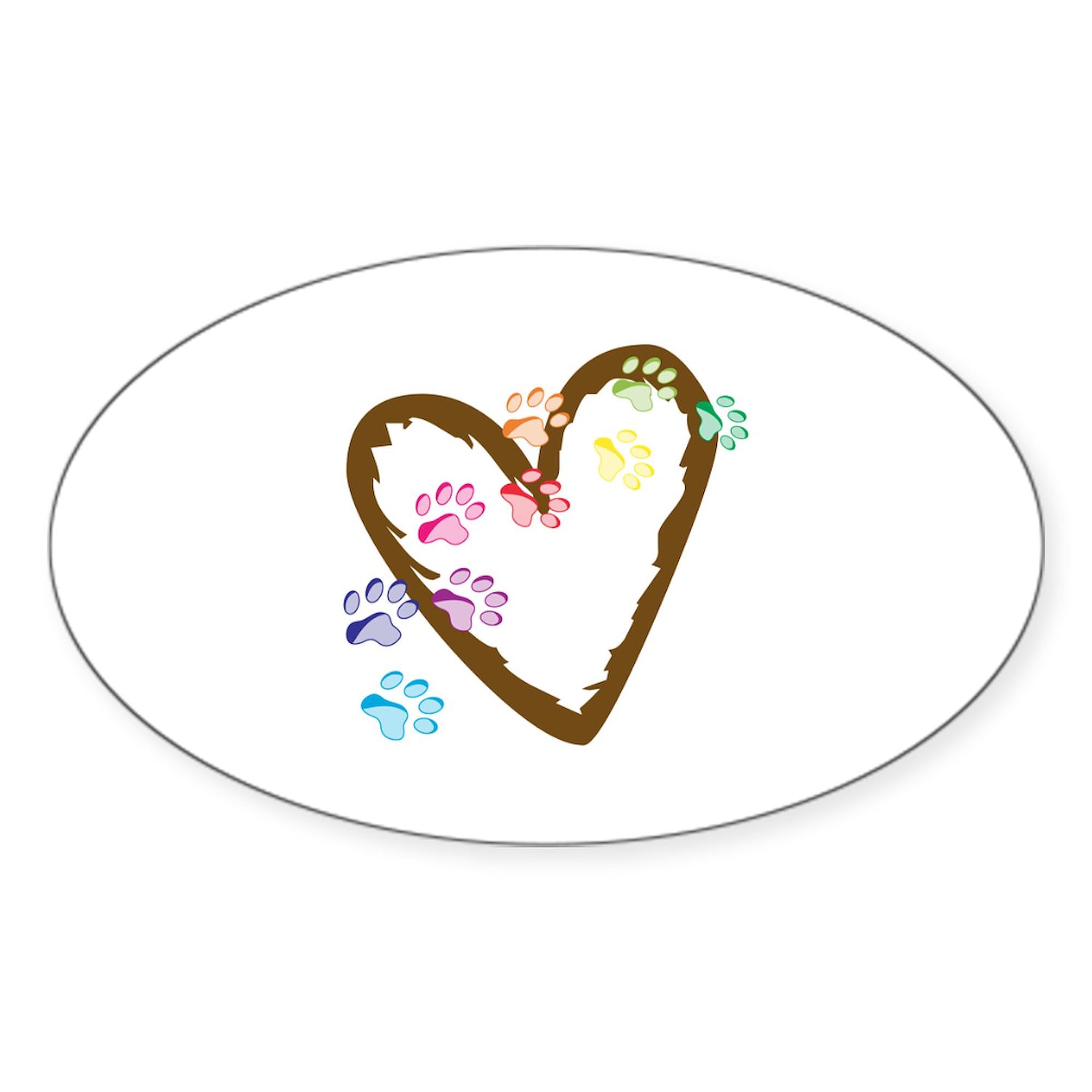 Paw Hearts Car Bumper Sticker - Oval Decal for Cars & Laptops