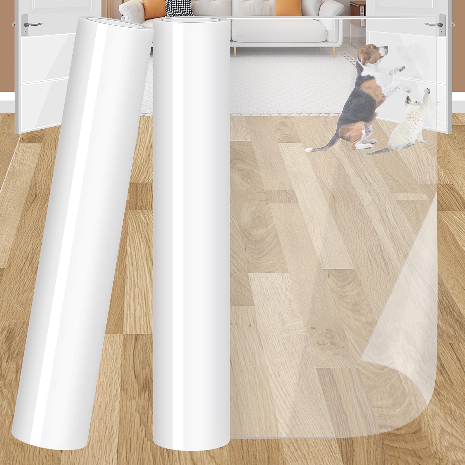 Clear Anti-Scratch Tape for Furniture - Cat Scratch Protector for Couches, Sofas, Carpets & Doors | Pet & Kid Safe | 2 Rolls (12