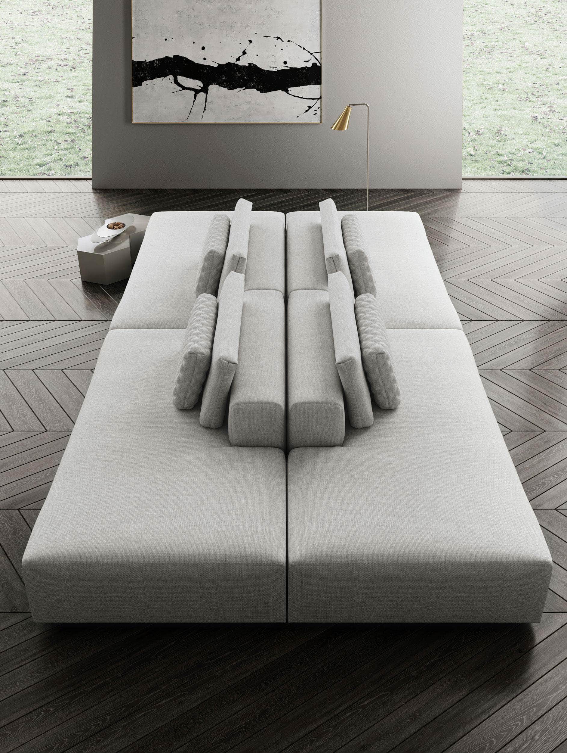 Spruce Modular Double Sofa with Large Armless Chairs - Modern Chalk Fabric Upholstery for Living Room, Lounge & Family Room Comfort