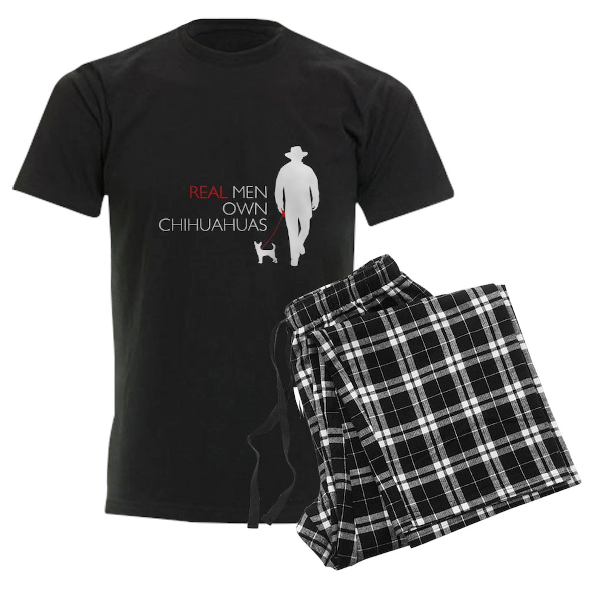 Real Men Own Chihuahuas Men's Dark Pajama Set - Comfortable Cotton Sleepwear for Lounge & Sleep | Funny Novelty Pajamas for Dog Lovers