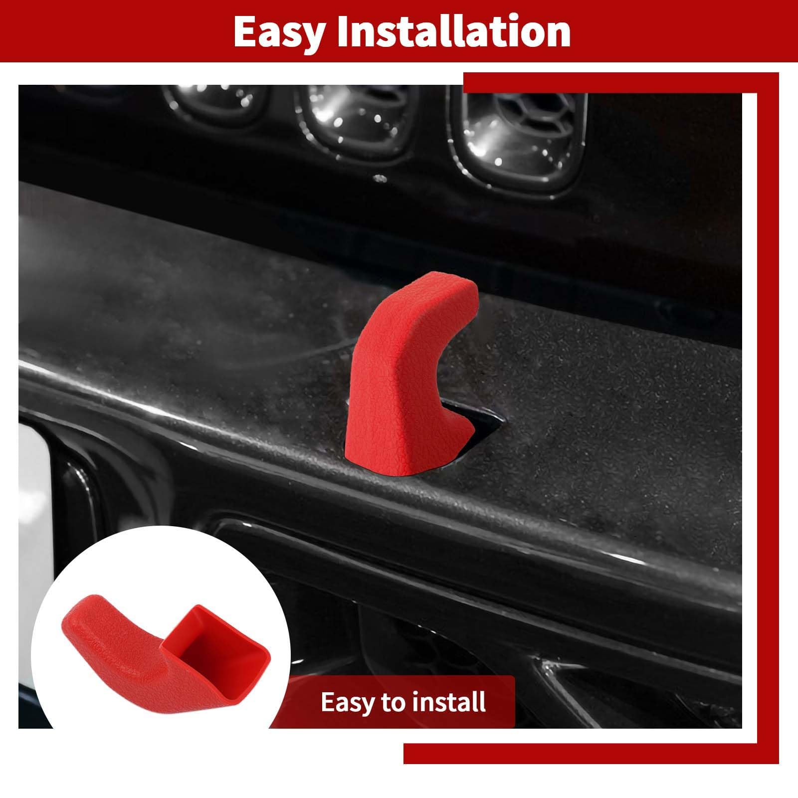 2Pcs Red Bumper Tow Hook Covers for 2007-2018 Jeep Wrangler JK/JKU & 2018-2025 JL/JLU/Gladiator JT - Durable Exterior Accessories for Off-Road Protection & Custom Styling