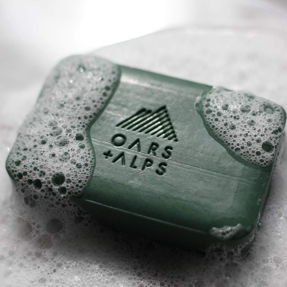 Oars + Alps Peppermint Charcoal Exfoliating Bar Soap for Men - Dermatologist Tested, Natural Ingredients, Travel Size (6 Pack, 6 Oz Each) - Deep Cleansing & Exfoliating for Fresh Skin - Perfect for Gym, Travel & Daily Use