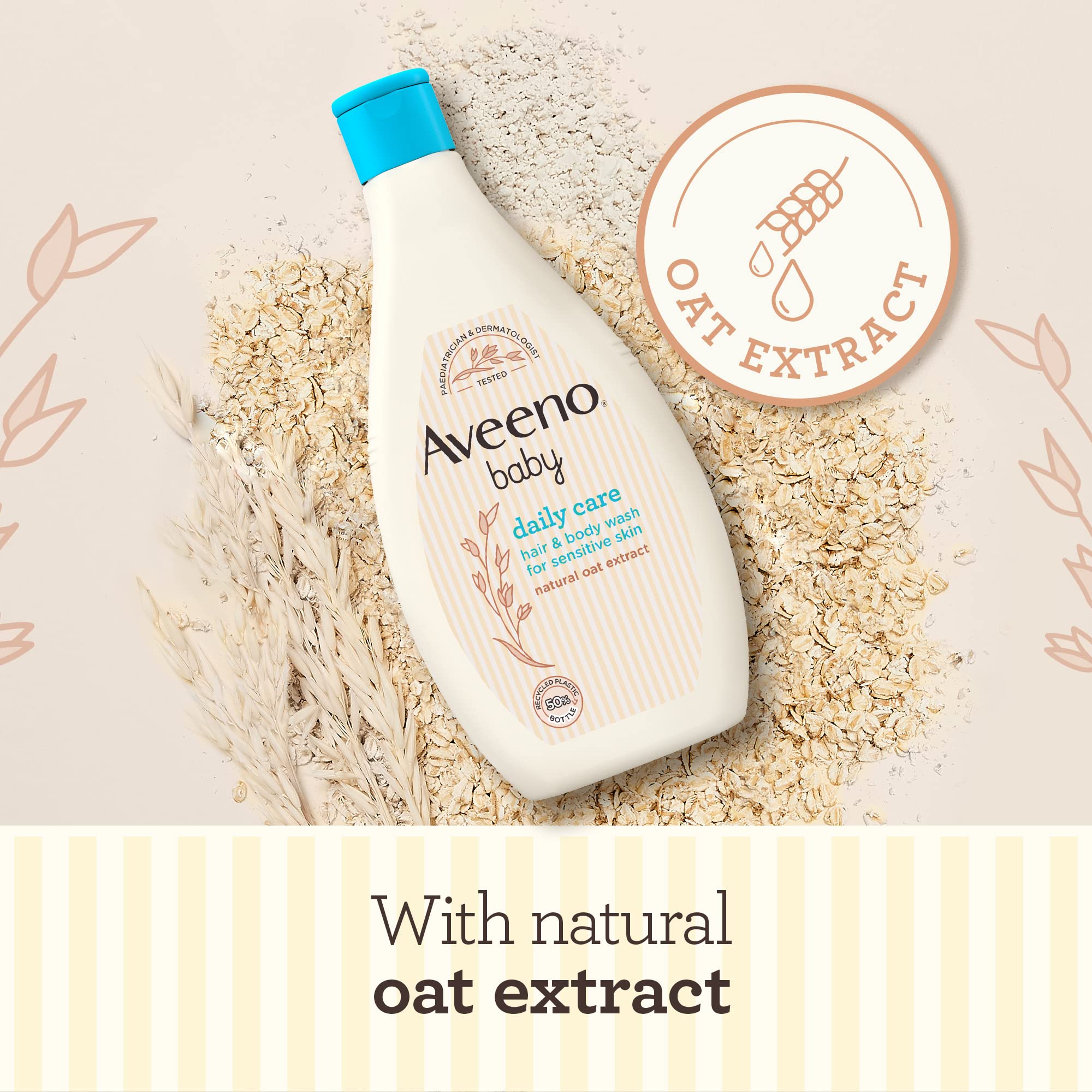 AVEENO Baby Daily Moisturizing Hair & Body Wash 400ml - Gentle Tear-Free Bath & Wash for Newborns & Sensitive Skin - Pack of 1 (Packaging May Vary) - Perfect for Daily Baby Bath Time & Nursery Care Routine