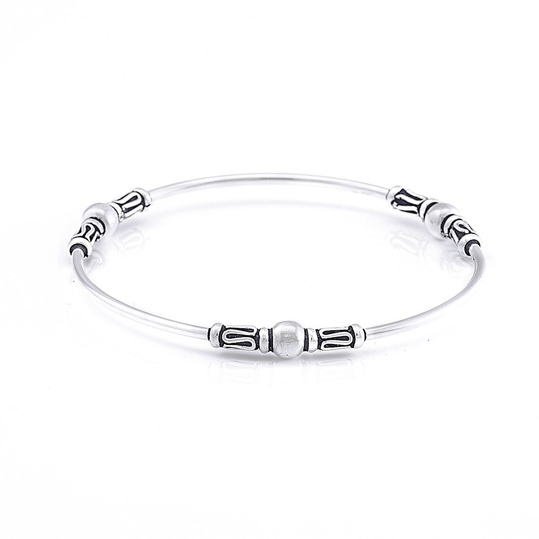 925 Sterling Silver Balinese Wire Scrollwork Bangle Bracelet for Women - Elegant Handmade Jewelry Gift for Birthday, Anniversary & Special Occasions
