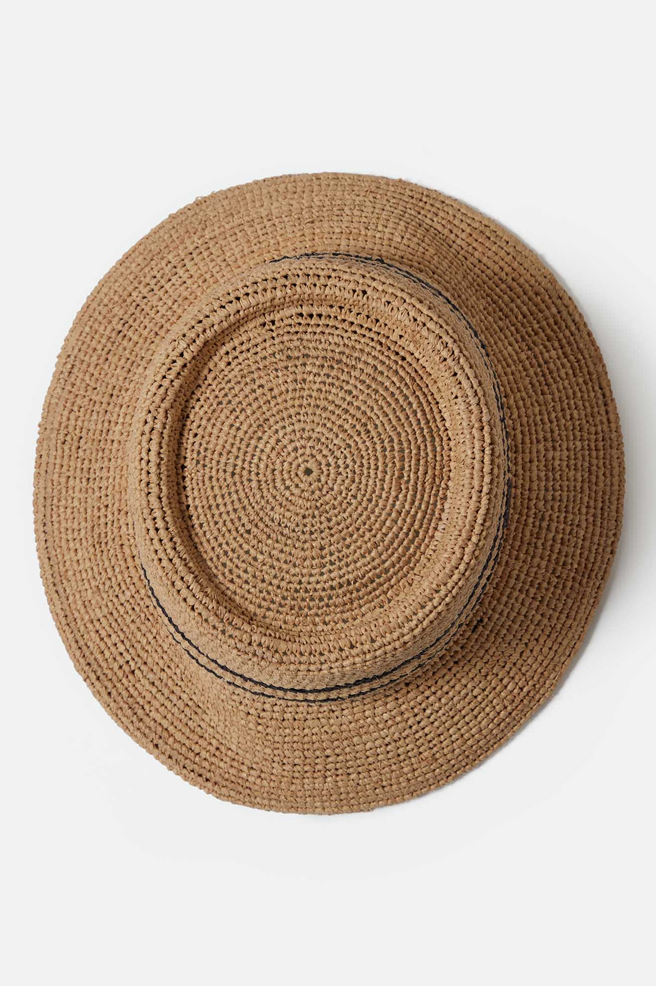 Ellee Straw Bucket Hat for Women - Summer Beach Sun Hat with UPF 50+ Protection - Tan & Black Wide Brim Hat for Outdoor, Travel, and Vacation