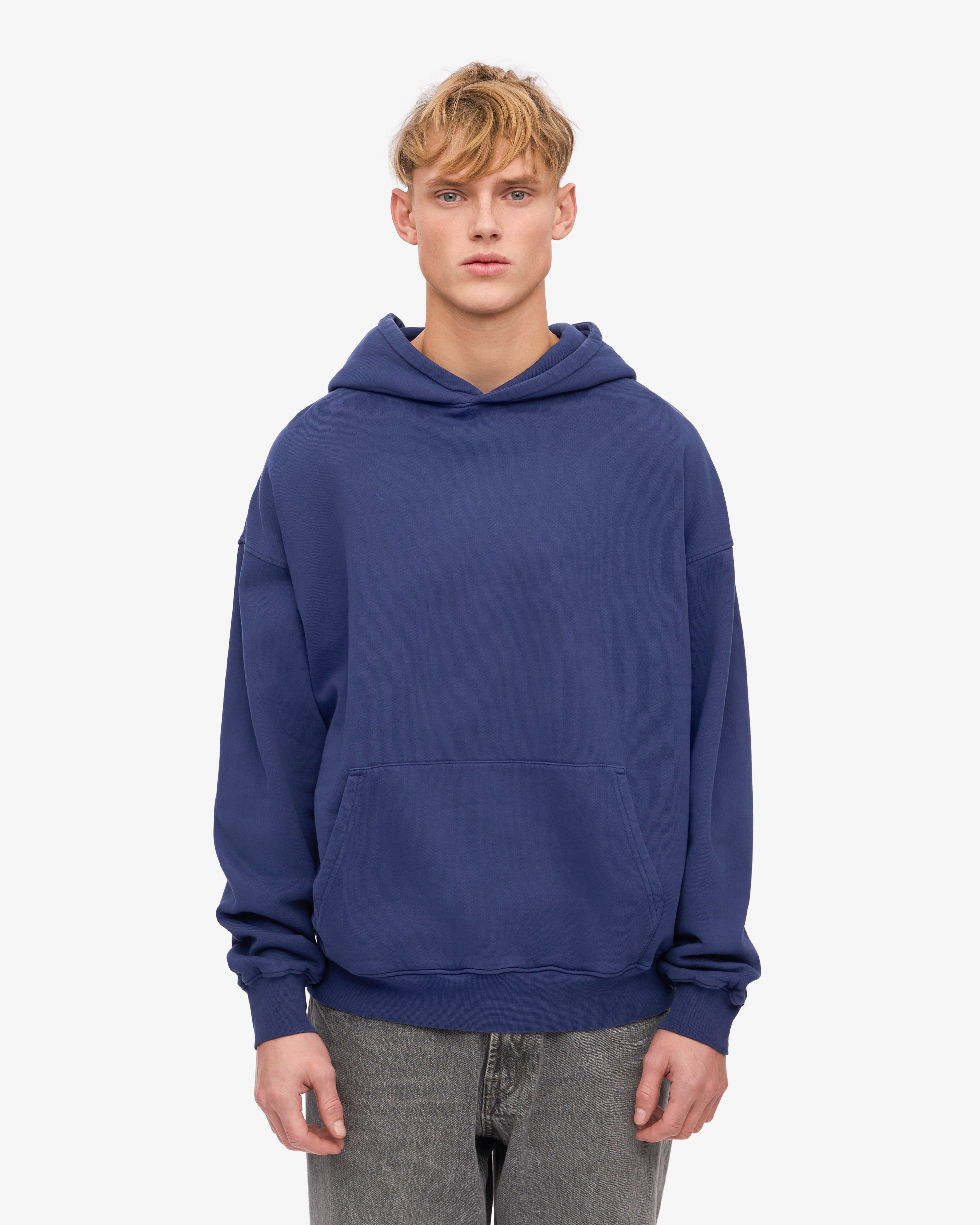 Organic Oversized Hoodie - Premium Cotton Unisex Pullover Sweatshirt in Marine Blue | Cozy Loungewear for Men & Women | Perfect for Casual Wear, Gym, and Outdoor Activities