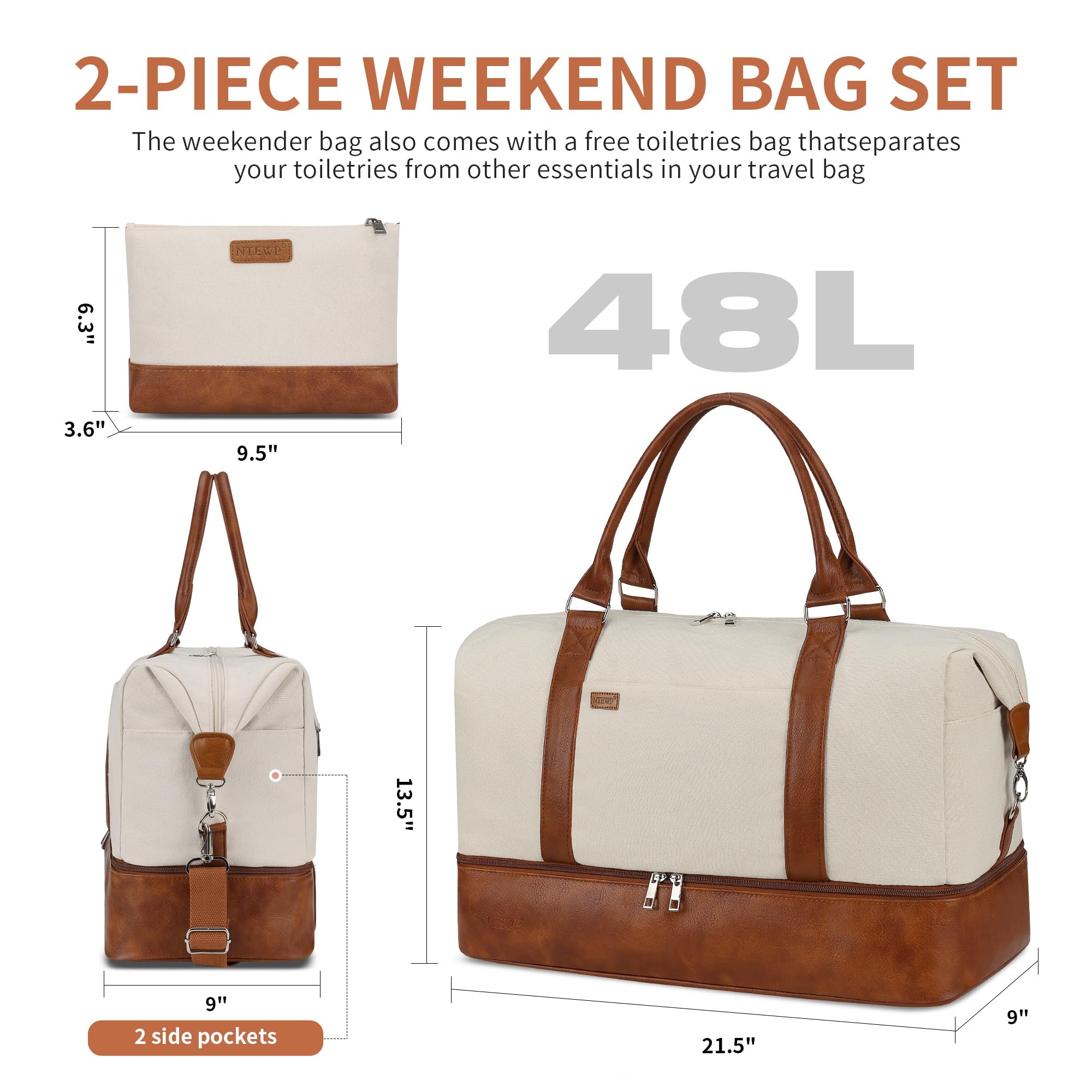 Stylish Weekender Bag for Women with Shoe Compartment - Large Capacity Travel & Overnight Bag - Perfect for Weekend Getaways, Gym Trips & Business Travel