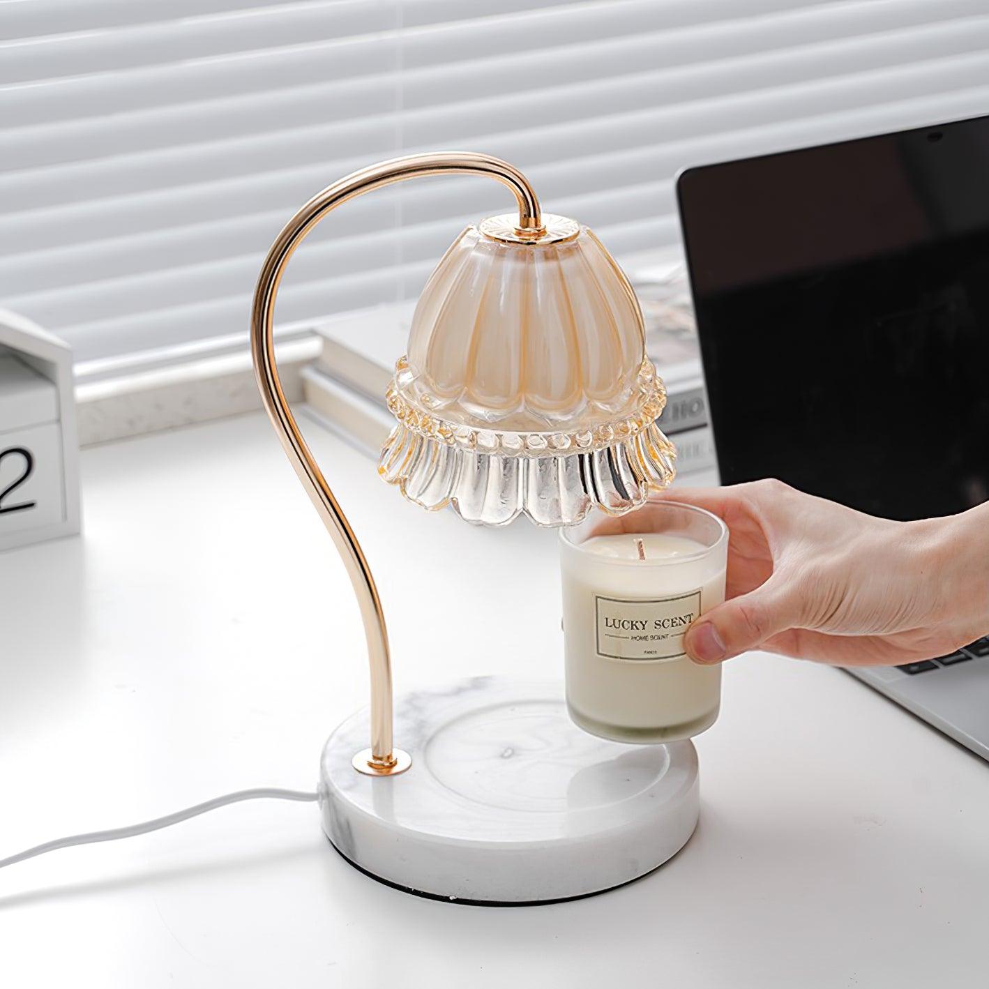 Lily Marble Warmer Table Lamp - Elegant Nightstand Light for Bedroom, Living Room, or Office - Perfect for Reading, Relaxing, and Creating Cozy Ambiance