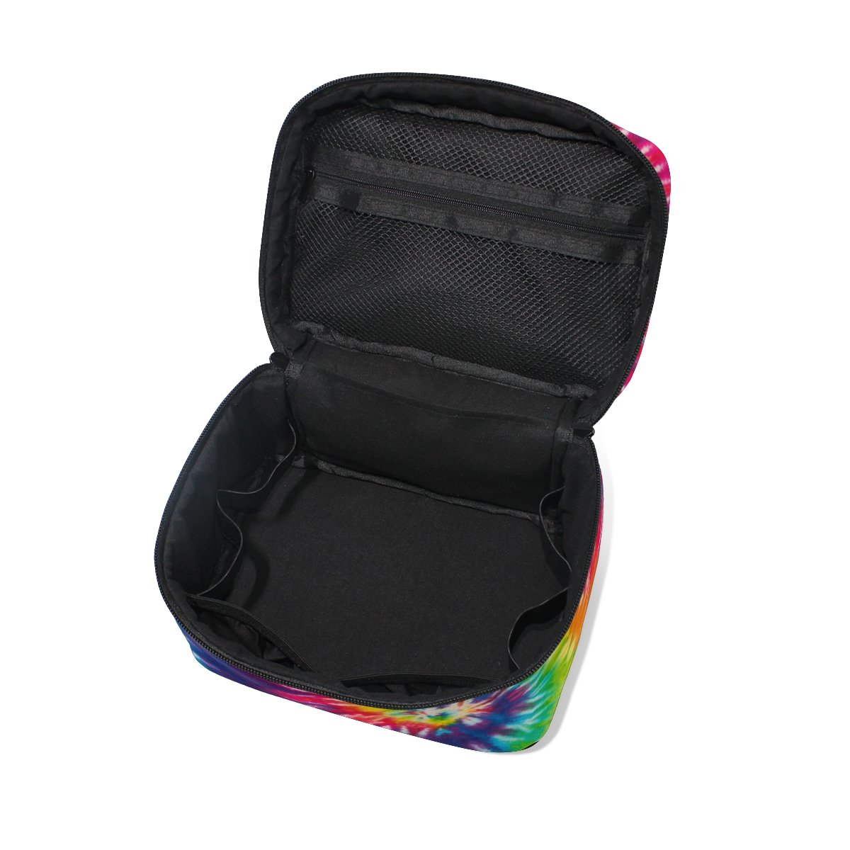Cooper Girl Swirl Rainbow Cosmetic Bag - Waterproof Travel Makeup Train Case with Mirror | Perfect for Travel, Gym & Daily Organization