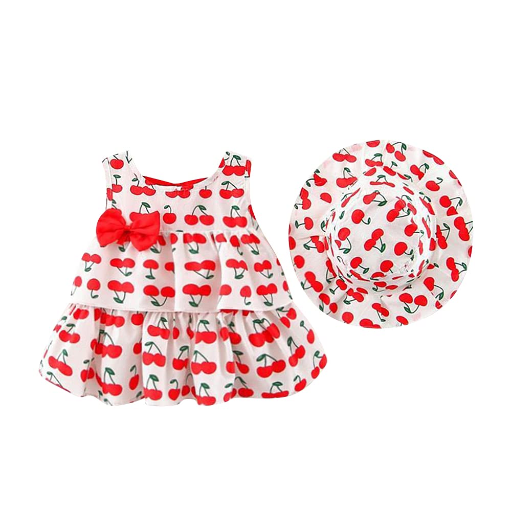 IDOPIP Baby Girl Tutu Dress - Sleeveless Backless Princess Party Sundress with Flower Bow & Straw Hat Set | Summer Birthday, Photo Shoot, Beach Outfit, Easter Dress