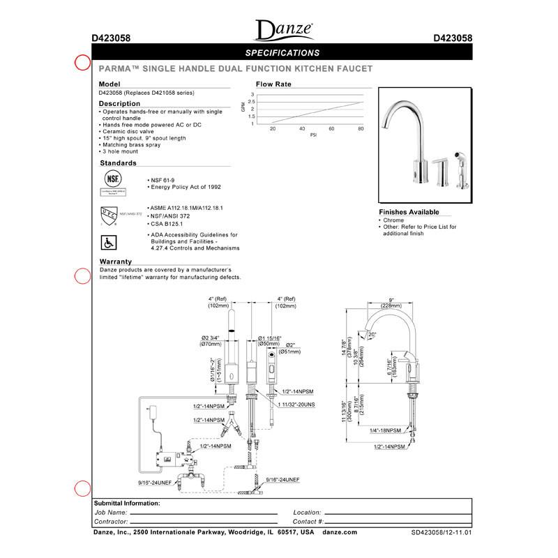 Danze Parma Chrome Electronic Eye Single Handle Kitchen Faucet with Pull Down Sprayer - Modern Touchless Sensor Faucet for Easy Cooking & Dishwashing in Home Kitchen