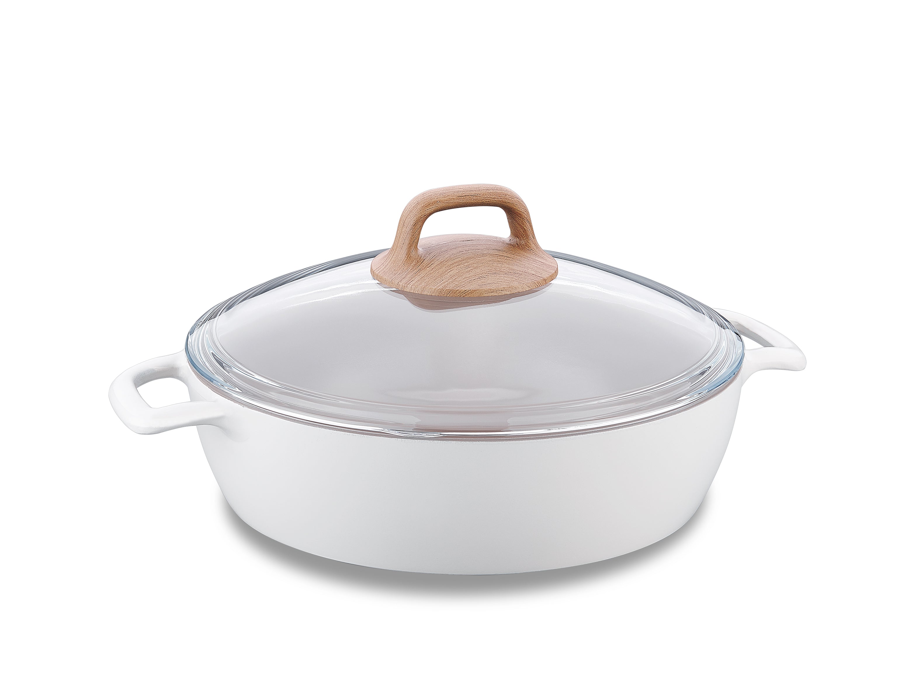 2.5L Low Pot with Glass Lid - Perfect for Slow Cooking, Steaming & Serving Soups - Ideal for Kitchens & Dinner Parties