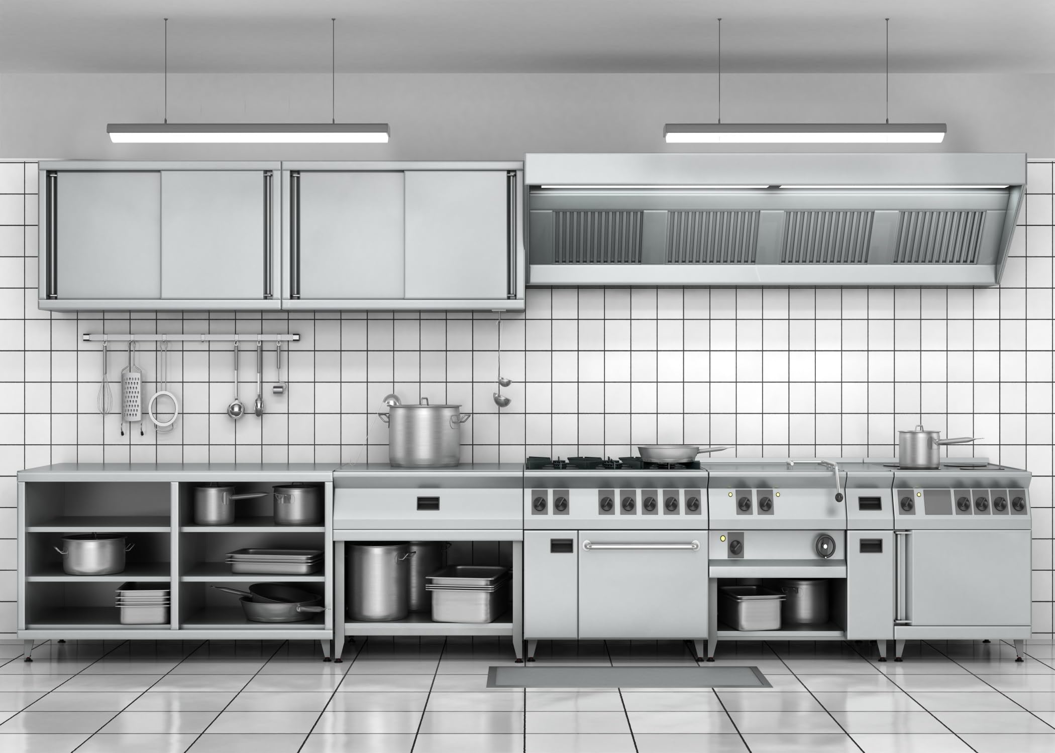 5x3ft Stainless Steel Kitchen Backdrop - Modern Restaurant & Industrial Kitchen Decor - Durable Fabric Background for Cooking Videos, Online Teaching, Photo Booths & Social Media Content