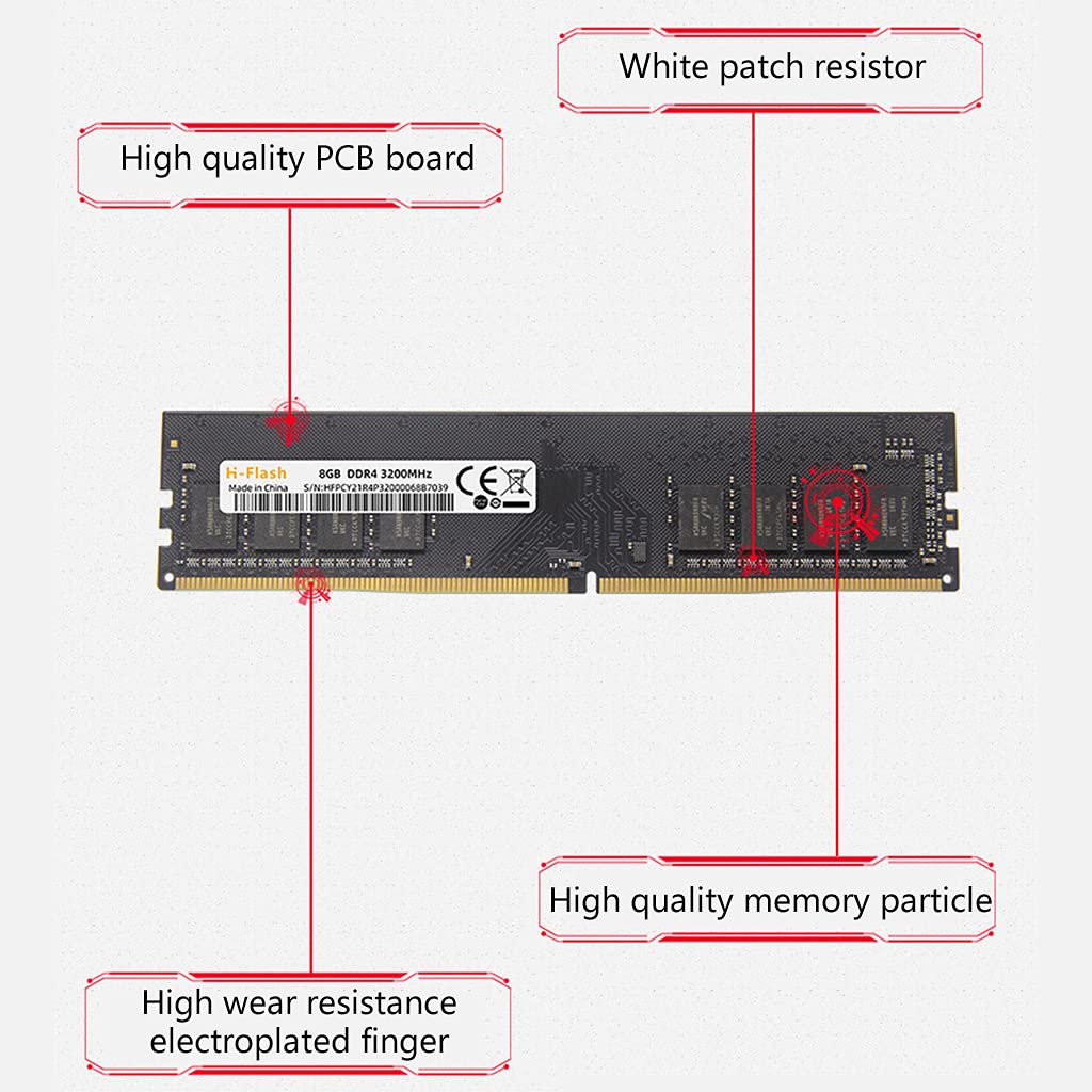 HOOLRZI 8GB DDR4 288-Pin RAM 1.5V Desktop Memory Module - 2133MHz/2400MHz/2666MHz/3200MHz for PC Gaming, Workstation & Home Office Computer Upgrades