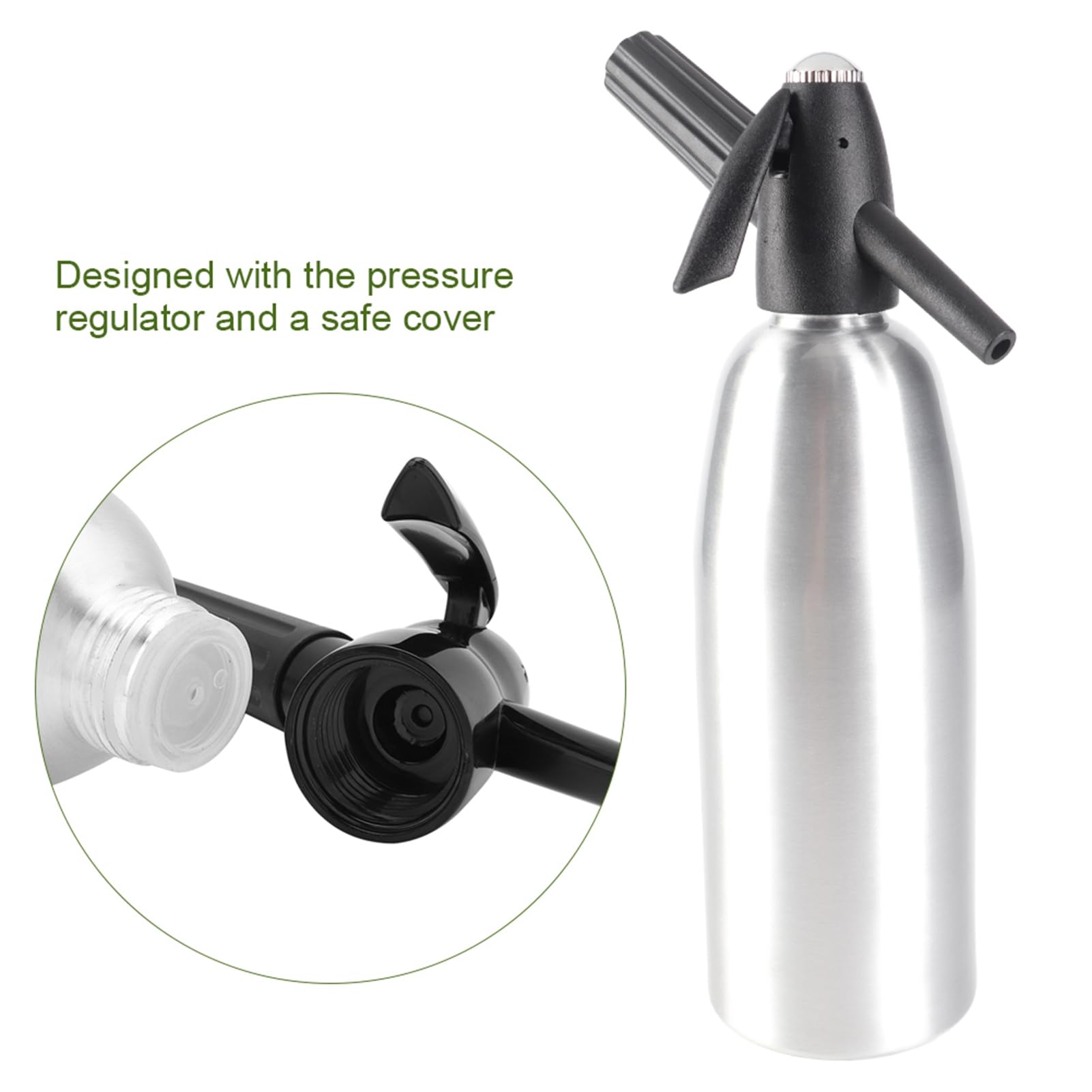 1 Liter Soda Maker Machine - Home Carbonated Water Dispenser, Alloy Sparkling Water Maker for Fresh Soda, Cocktails & Hard Seltzers (Silver) | Perfect for Parties, Bars & Healthy Homemade Drinks