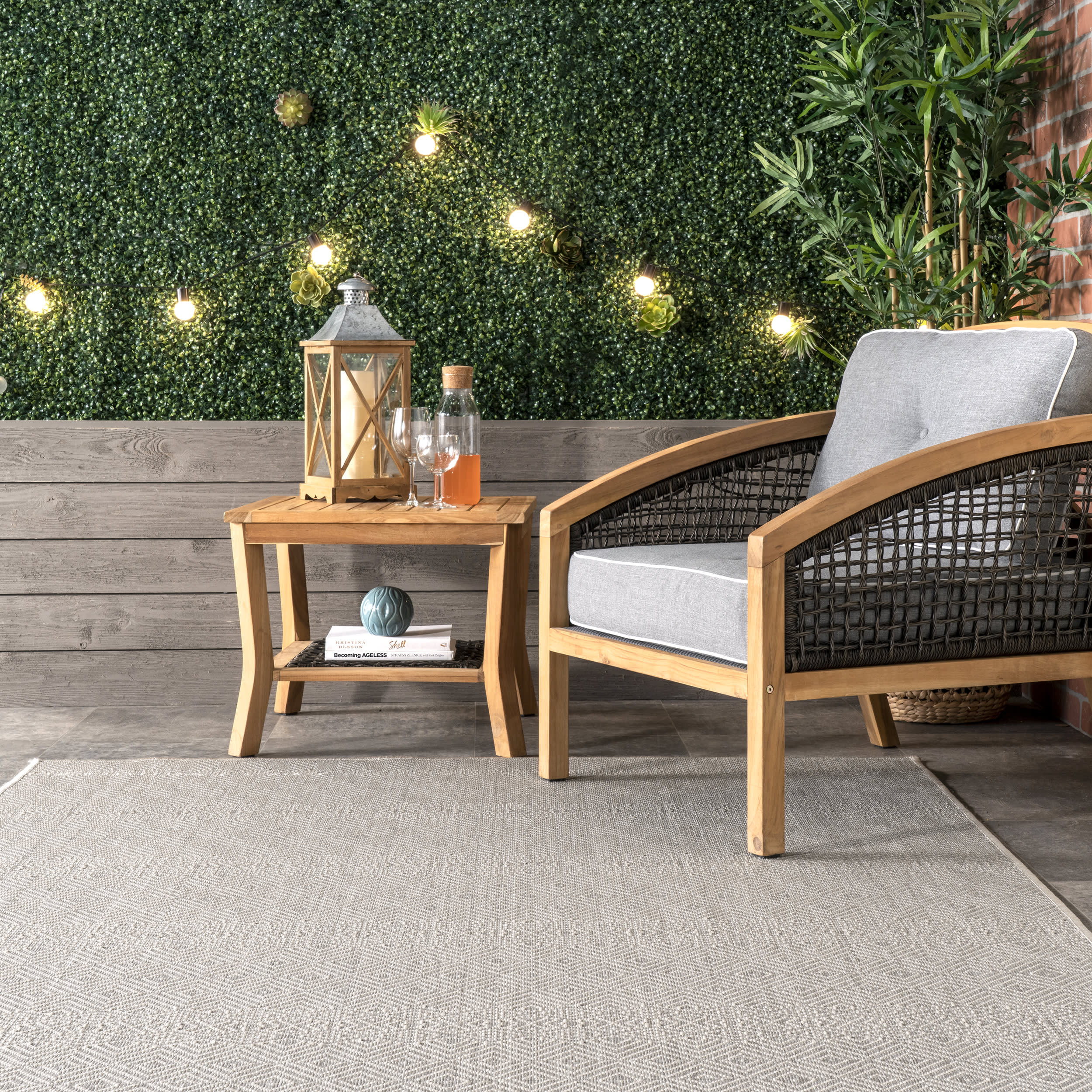 Birdseye Striped Indoor/Outdoor Area Rug - Soft & Durable Grey Floor Mat for Living Room, Bedroom, Patio & Deck | Home Decor & Comfort
