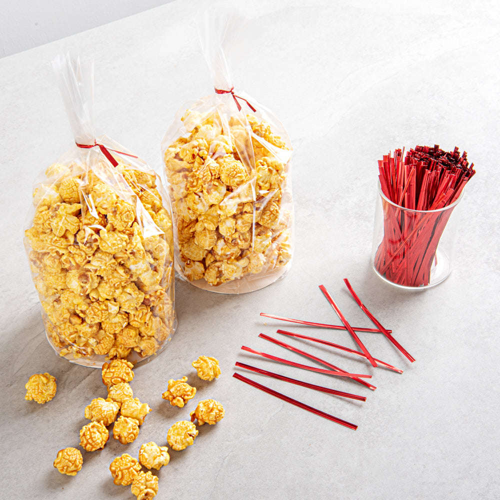 Premium Red Metallic Twist Ties for Bags - 500 Count Box | Secure Food Storage, Gift Wrapping & Organizing Cables