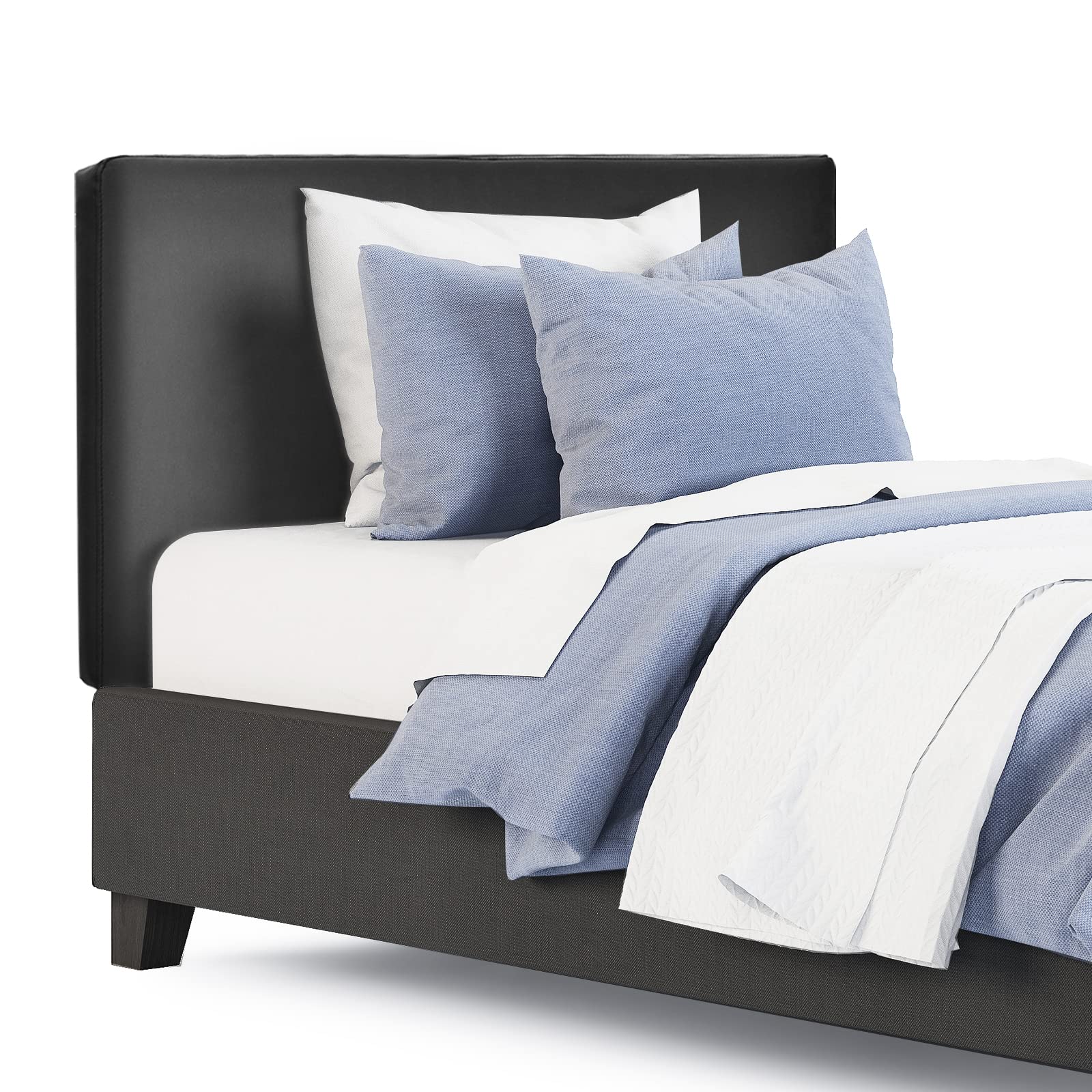 Giantex Twin/Twin XL Upholstered Headboard - Wall Mounted PU Leather Headboard for Dorm Bedroom & College Dorm - Easy Installation with Attachment Device Included - Black - Perfect for Small Spaces & Student Housing