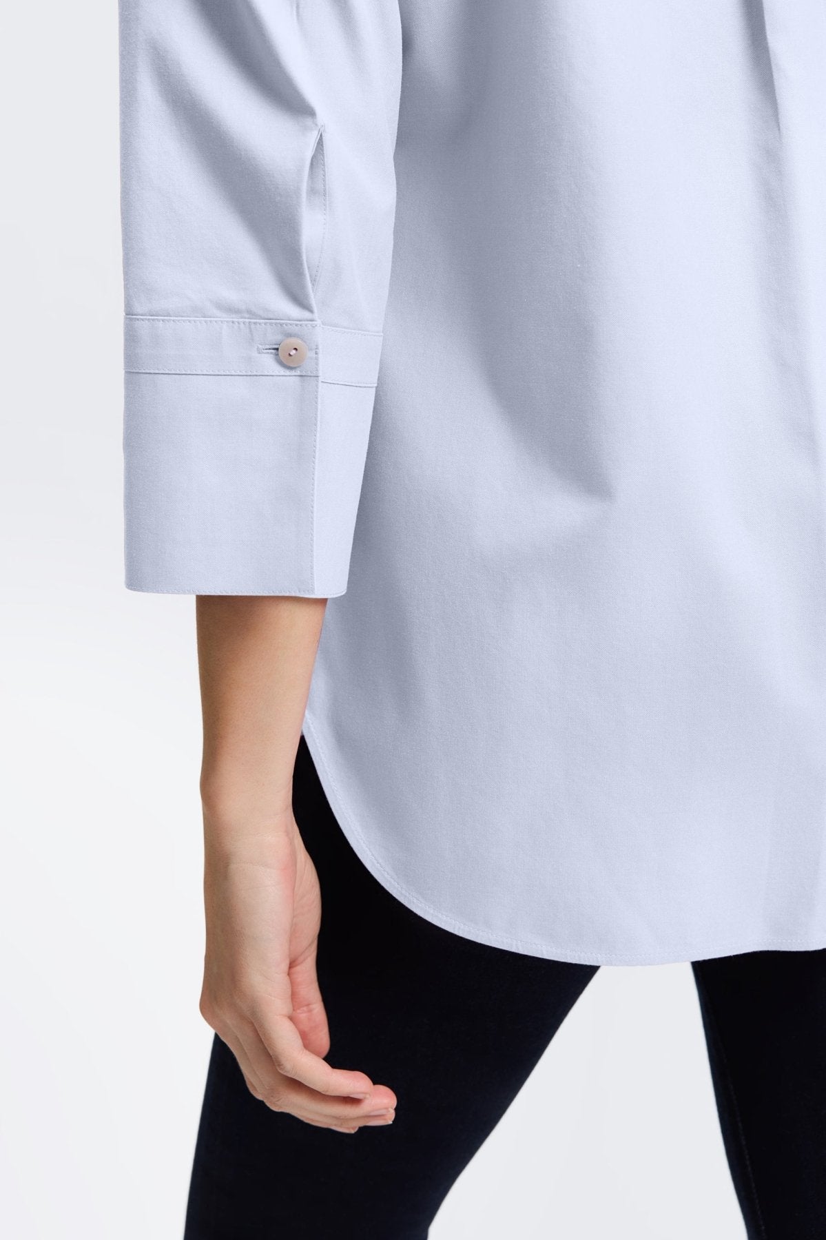 Madison No Iron Pinpoint 3/4 Sleeve Tunic Shirt for Women - Wrinkle-Free Office Wear & Casual Outfits - Perfect for Work, Travel and Everyday Comfort