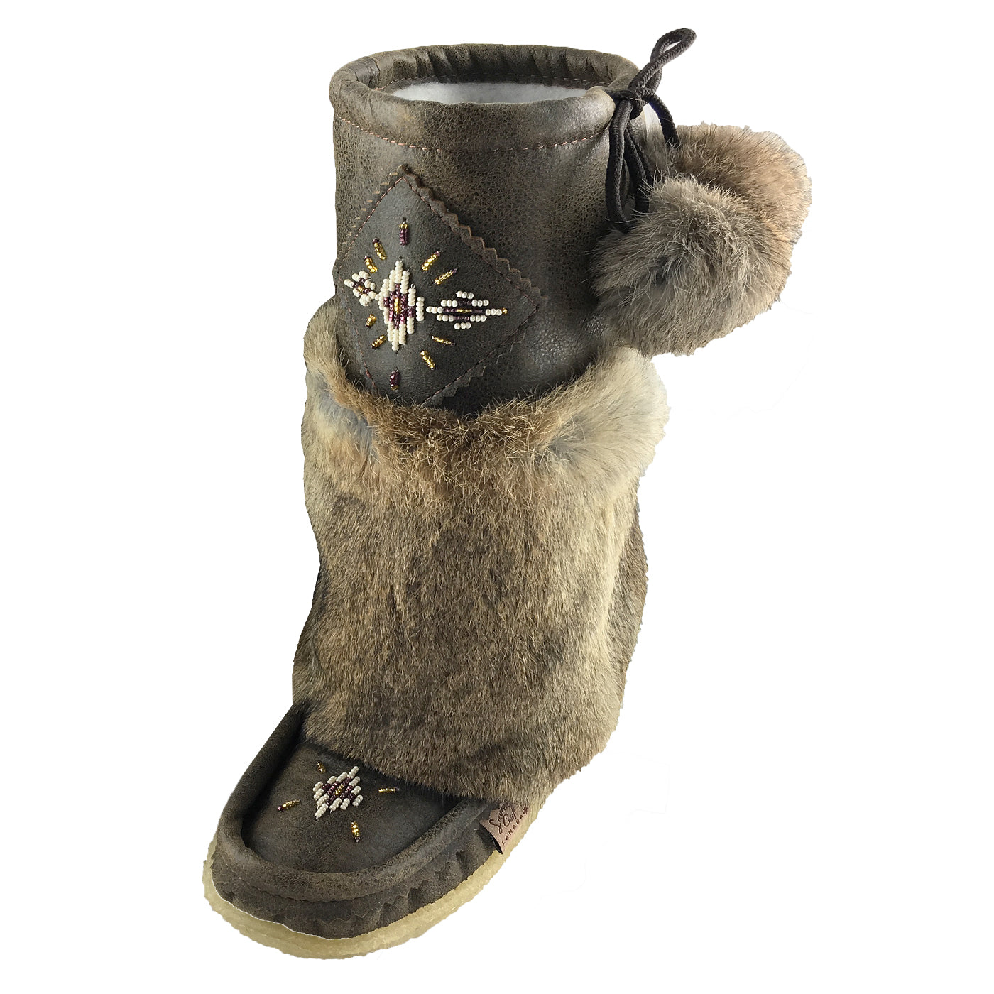 Women's Warm Leather Mid-Calf Fur Mukluks Boots - White & Old Brown | Winter Snow Shoes for Women, Cozy Outdoor & Indoor Wear