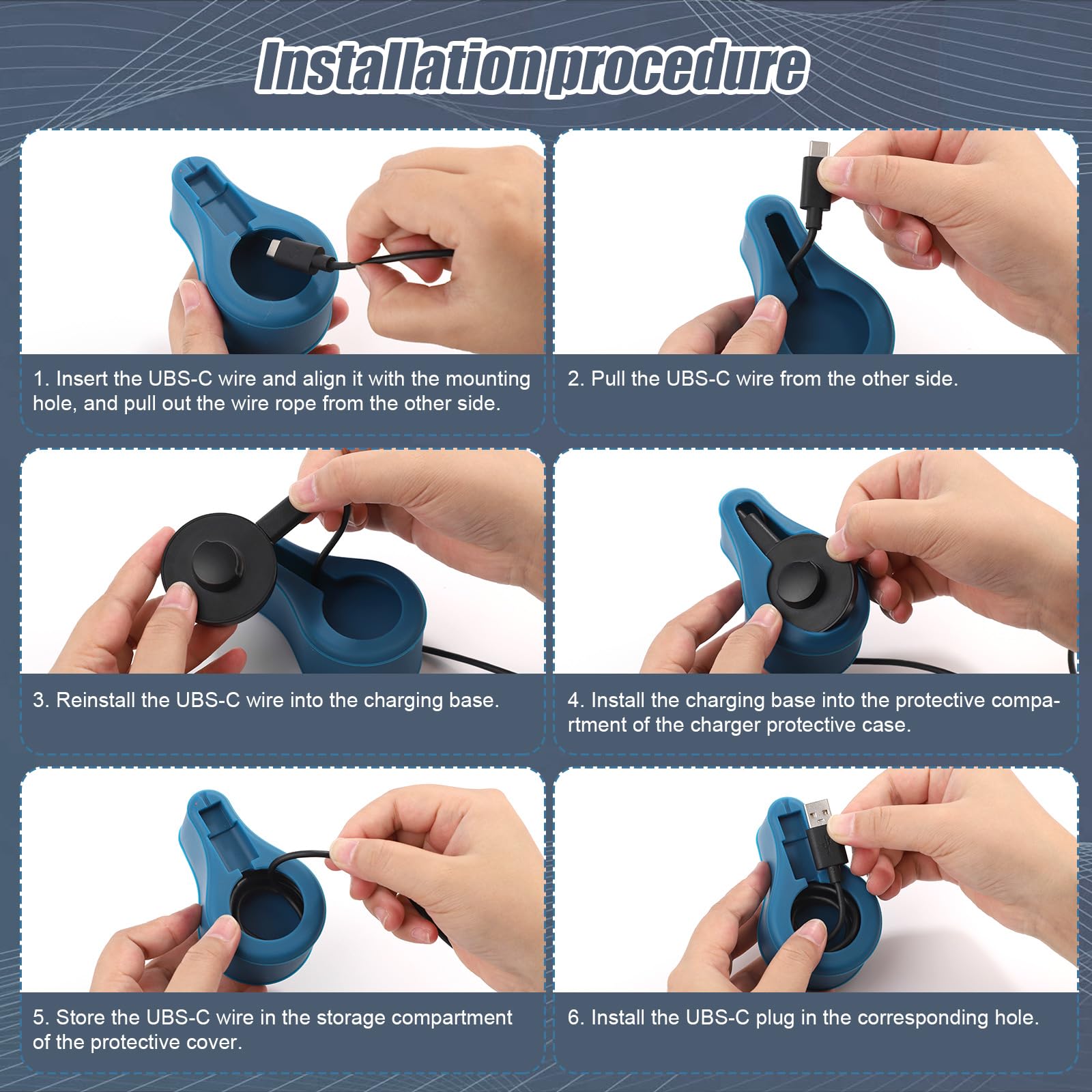 Waterproof Silicone Charger Case for Oura Ring Gen3 - Washable USB Cable Protector with Storage Bag & LED Light - Portable Charging Organizer for Travel, Gym, and Home Use (Blue)