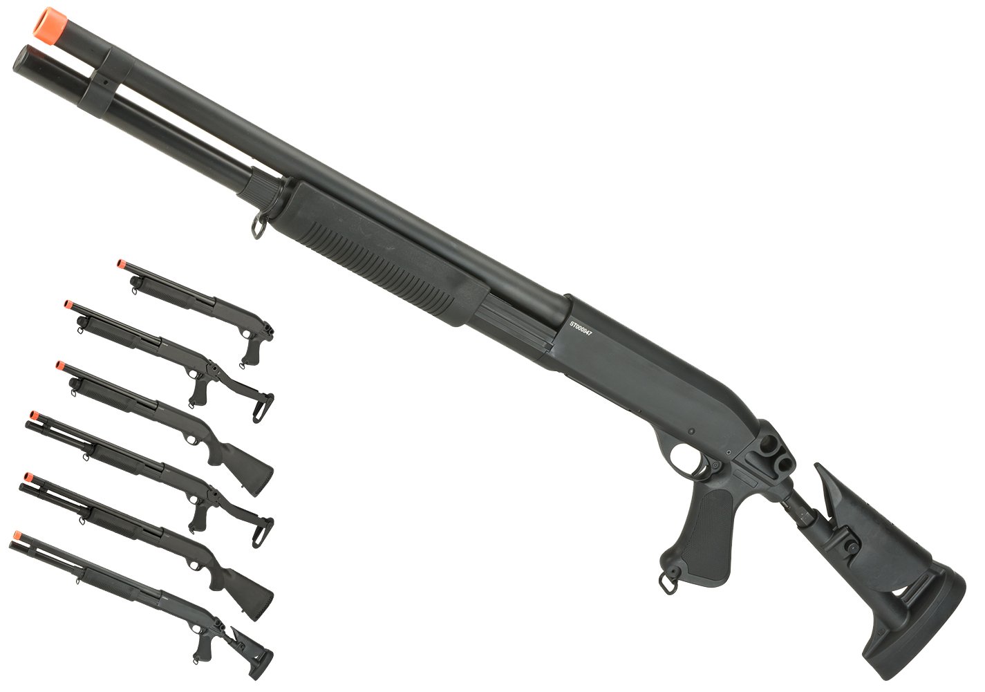 CYMA Standard Metal M870 3-Round Burst Multi-Shot Shell Loading Airsoft Shotgun with Retractable Stock - Full Metal Airsoft Gun for Tactical Training & Outdoor Shooting Games (Model: M8.70, PID: 60168) - Perfect for Airsoft Battles, Military Simulation & Target Practice