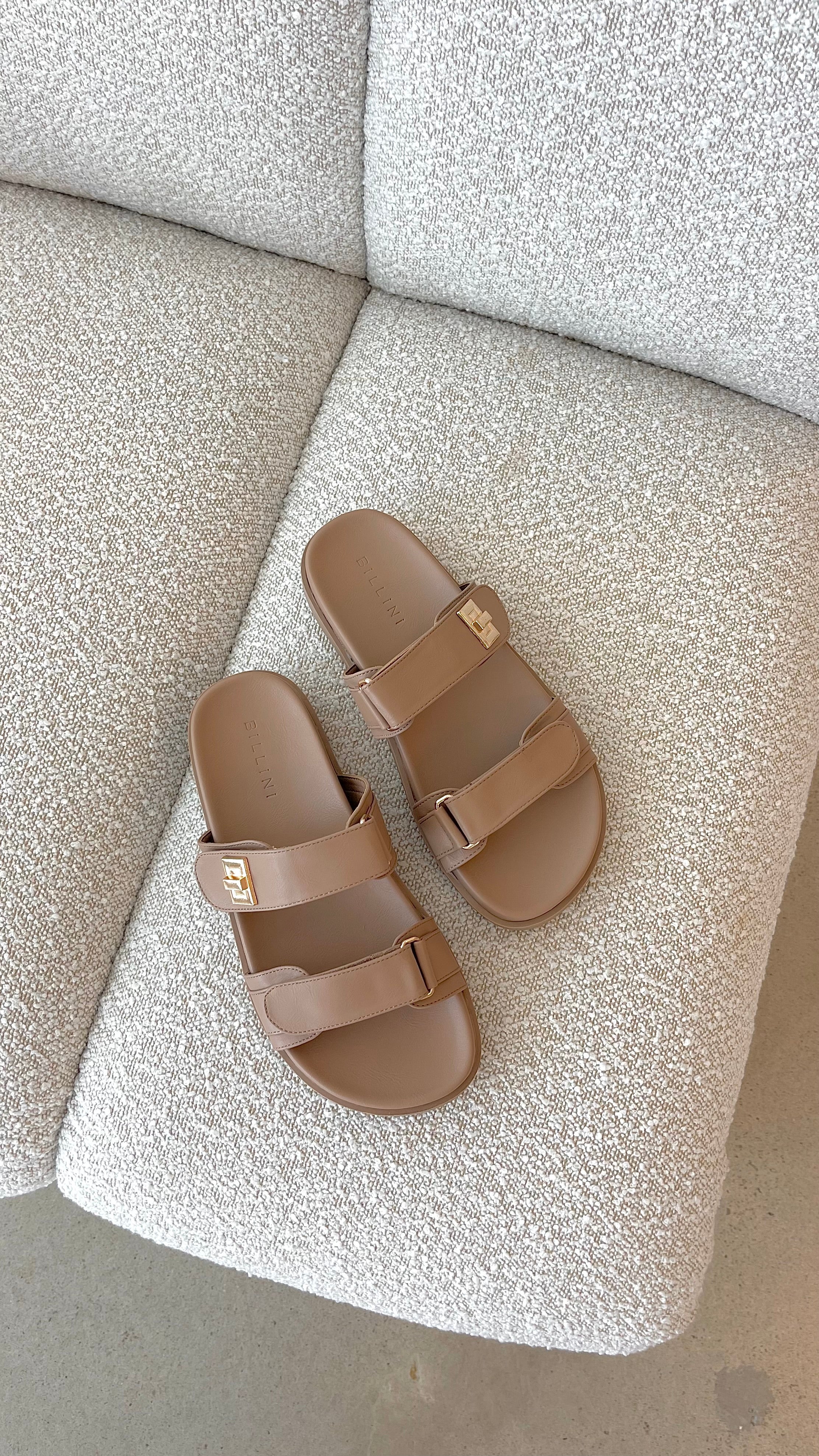 Amylee Women's Casual Slide Sandals - Lightweight & Comfortable Cashew Color for Summer Beach, Pool, and Home Use