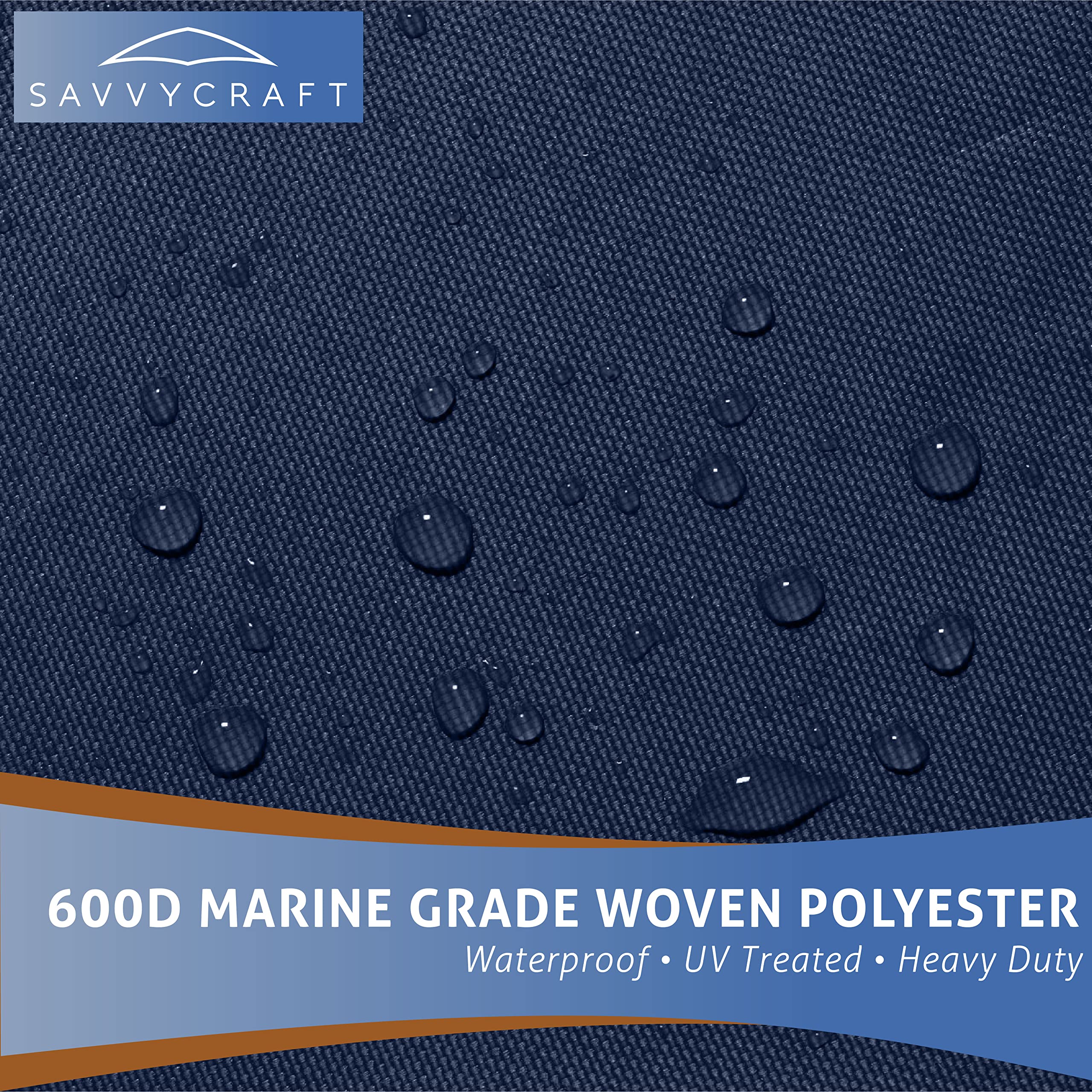 **Heavy Duty 600D Polyester Waterproof Boat Cover for Cuddy Cabin, Runabout Bowrider & V-Hull Boats (28'-30') – Navy Blue – UV Resistant, Trailering & All-Weather Protection**    *(Perfect for outdoor storage, long-distance trailering, and harsh weather conditions – keeps your boat safe and dry!)*