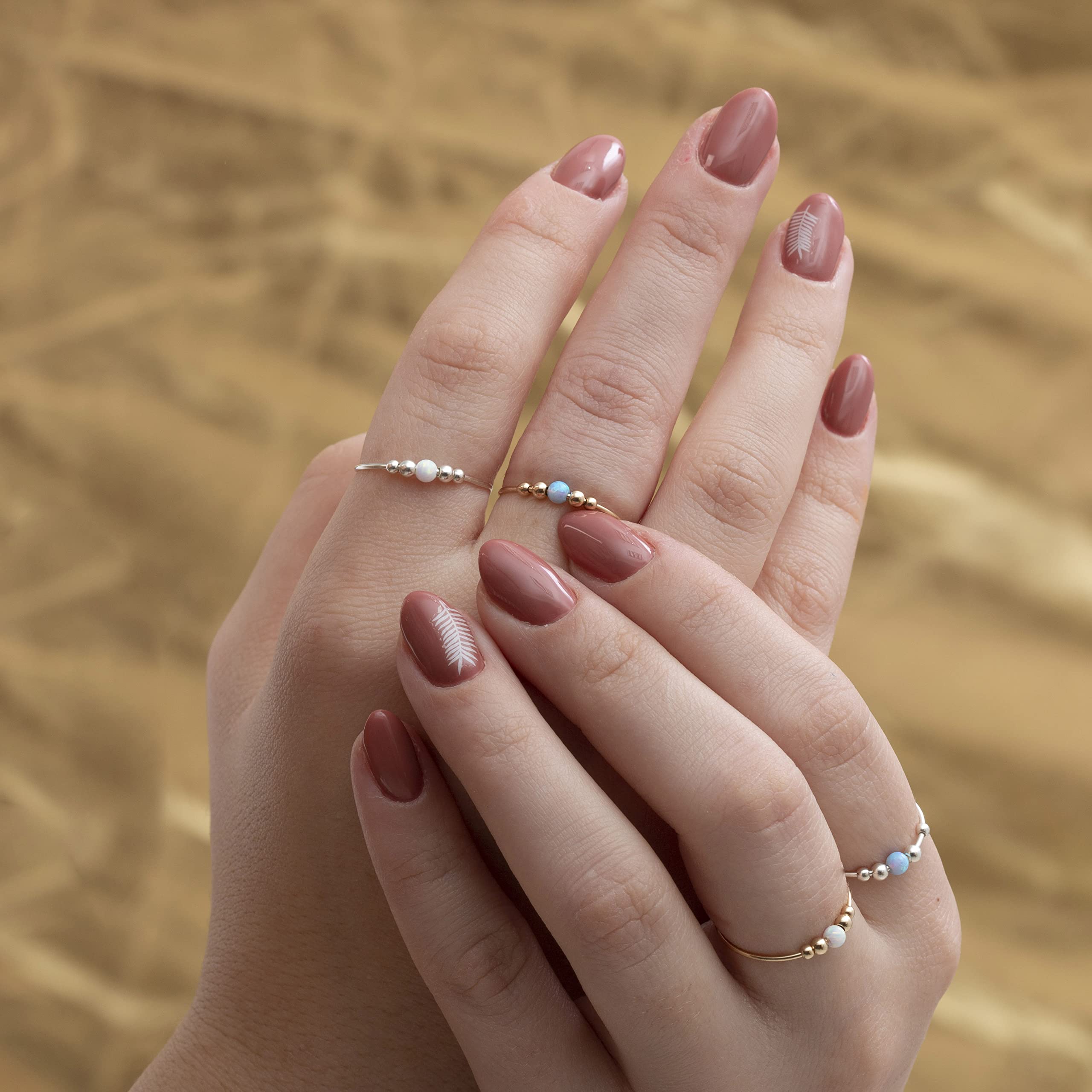 Anxiety Rings for Women - Gold Filled Fidget Rings for Stress Relief, Meditation & Focus - White Opal Spinner Ring - Perfect for Anxiety Relief, ADHD, Mindfulness & Office Work