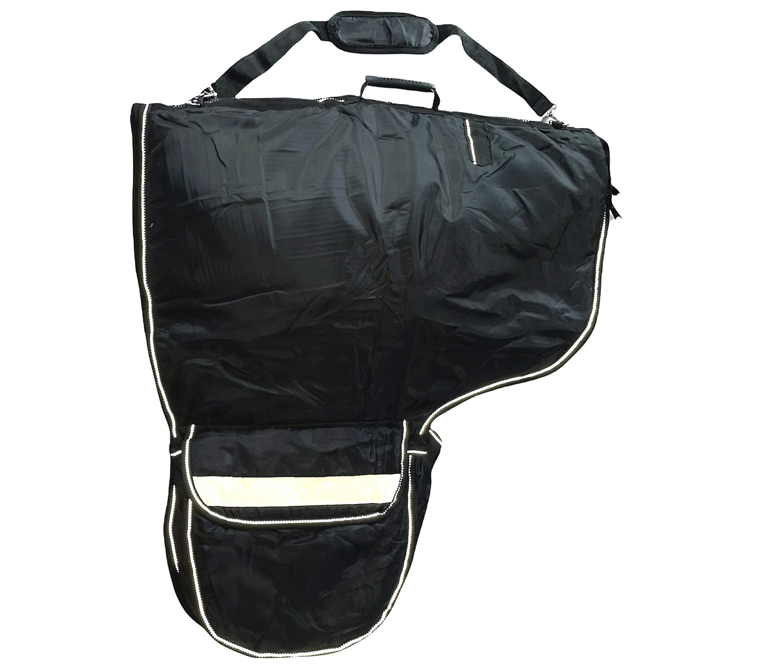 Majestic Ally Nylon Reflective Western Saddle Carry Bag with Large Pockets - Durable Horse Riding Equipment for Equestrian Sports & Stable Storage (Black)