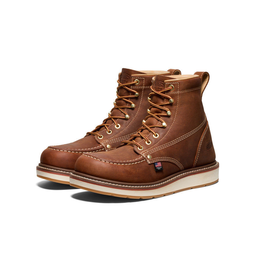 Men's Liberty 6 Soft Toe Work Boots - Genuine Leather Brown/Birch - Durable & Comfortable for Construction, Hiking & Outdoor Work