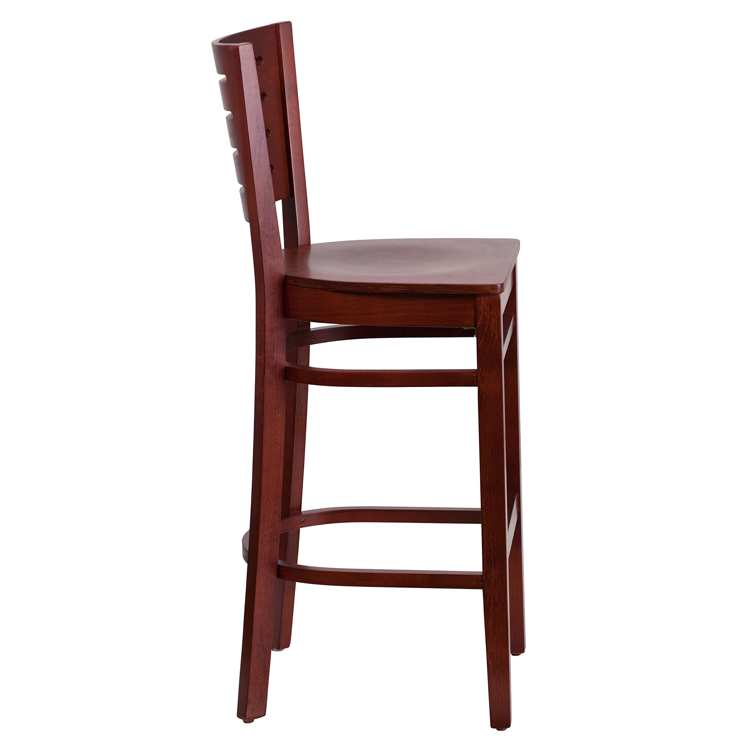Flash Furniture Darby Series Slat Back Mahogany Wood Bar Stool - 24