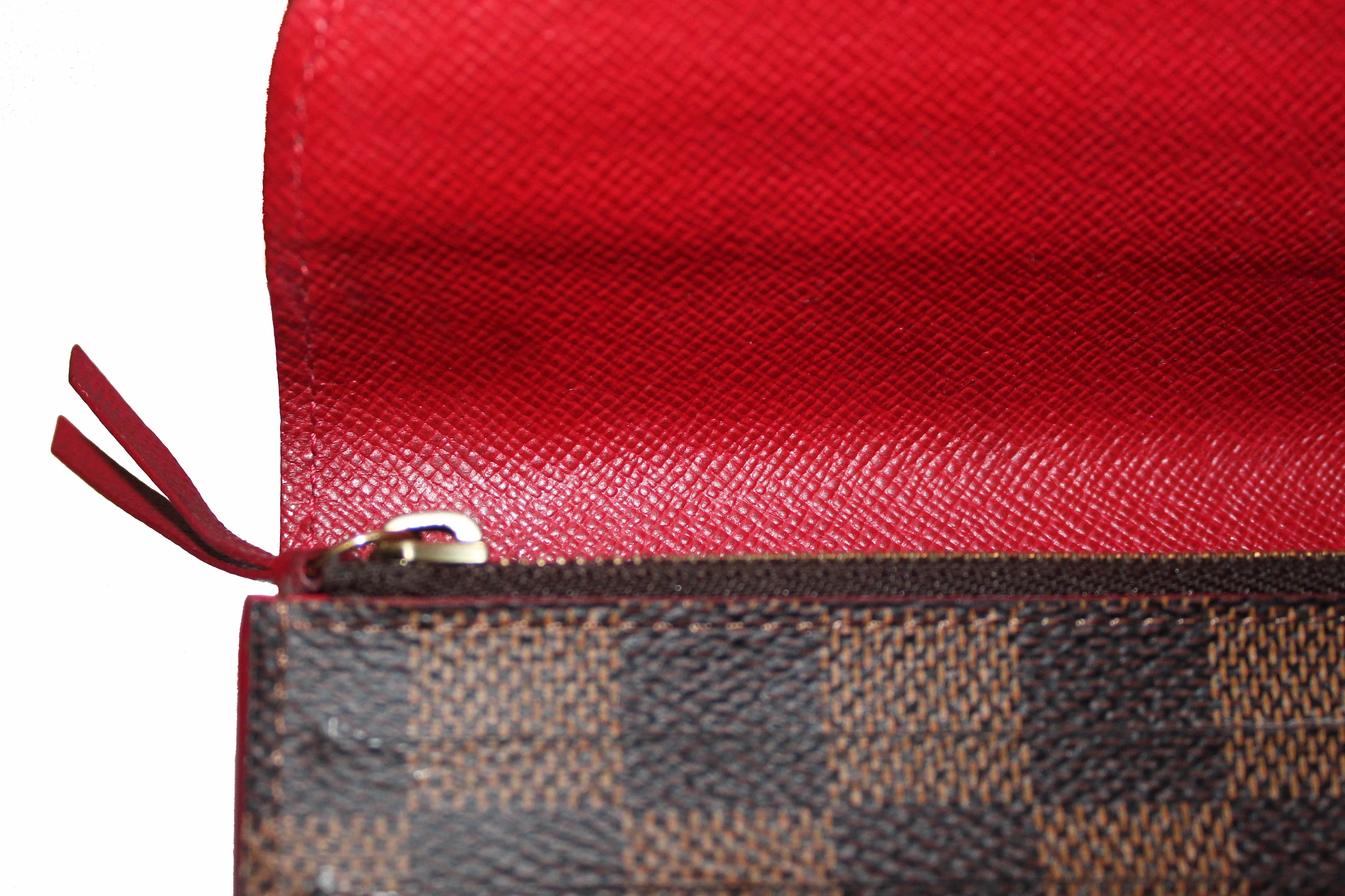 Authentic Louis Vuitton Damier Ebene Red Caissa Wallet for Women | Genuine Leather Luxury Bifold Wallet | Perfect Gift for Birthday, Anniversary & Travel