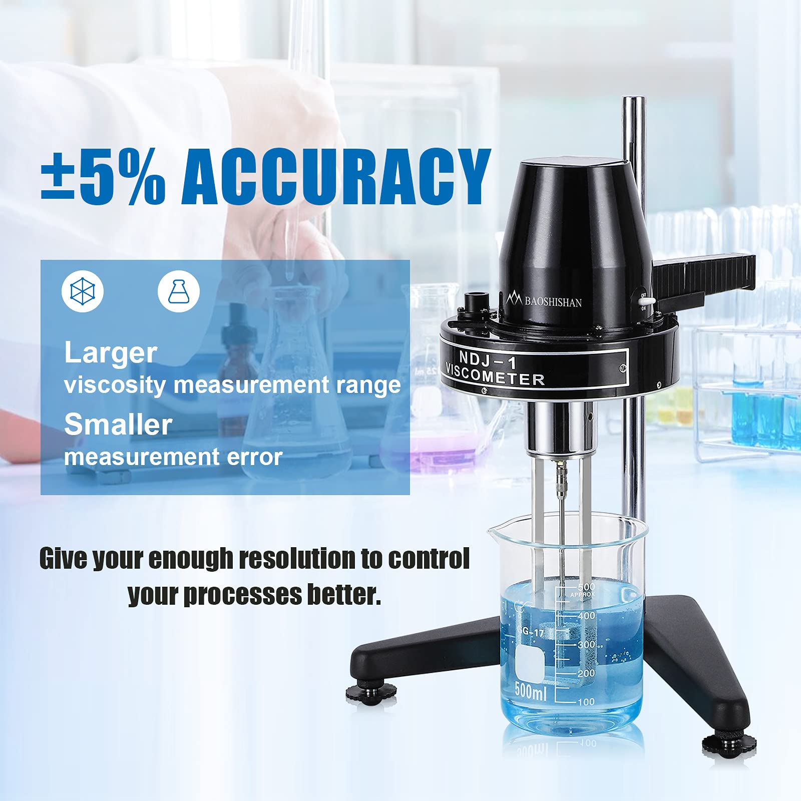 BAOSHISHAN NDJ-1 Rotary Viscometer - Digital Viscosity Tester for Newtonian Liquids (10-100,000mPa·s) | Lab & Industrial Fluid Viscosity Measurement for Paints, Oils, Cosmetics & Chemical Solutions