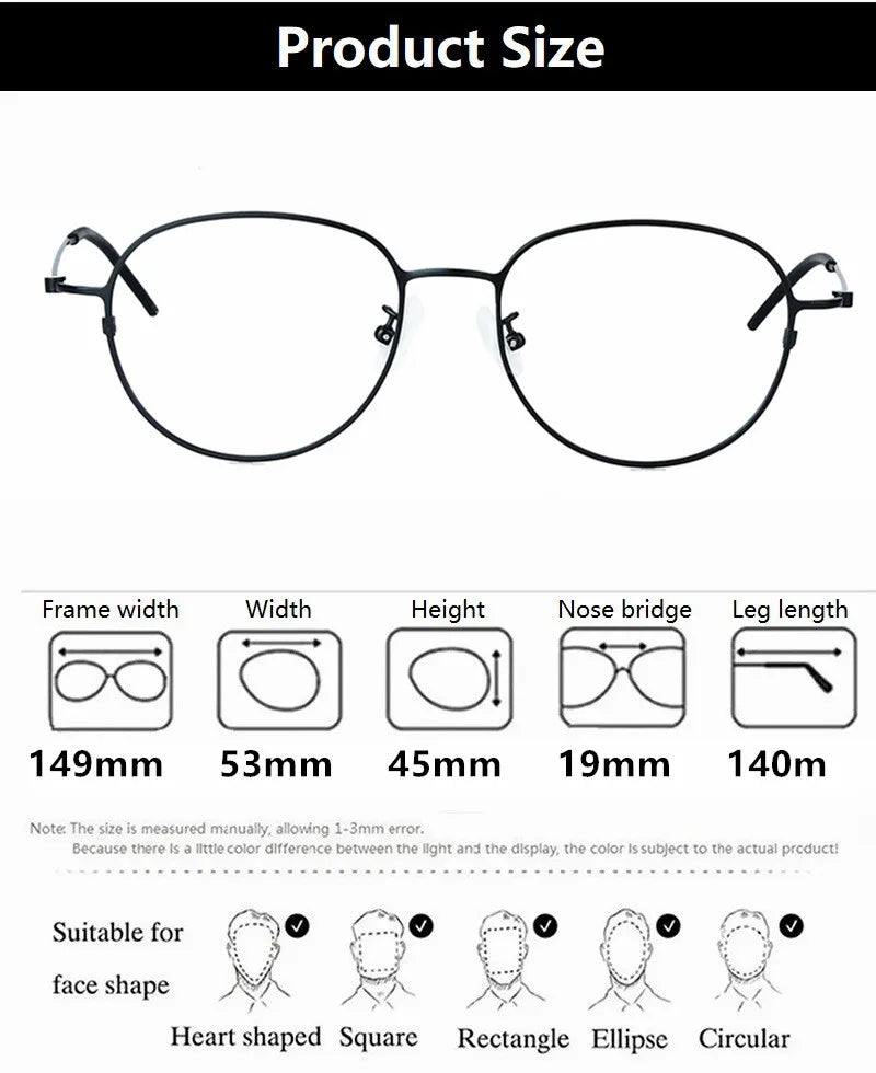 Stylish Unisex Full Rim Oval Square Titanium Eyeglasses Frame 214506 - Lightweight & Durable for Work, Reading & Everyday Wear