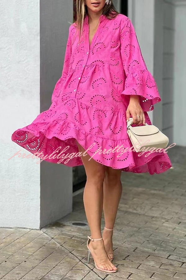 Elegant V-Neck Embroidered Lace Floral Mini Dress for Women - Perfect for Summer Parties, Weddings & Date Nights