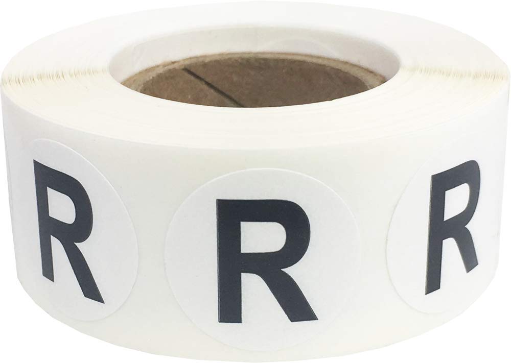 Round Letter R Labels - 500 Adhesive Stickers for Inventory & Organization